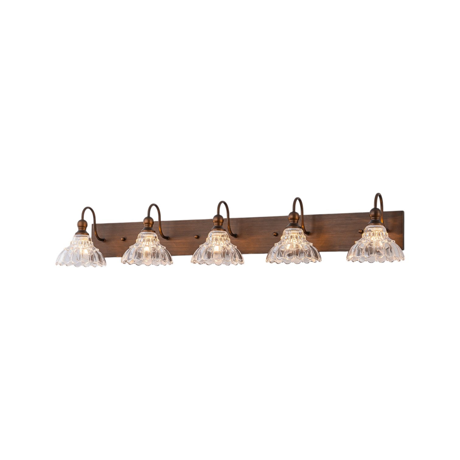 Glowlings 1/3/4-Light Vintage Antique Bronze Glass Flower Shaped Bathroom Vanity Light Over Mirror