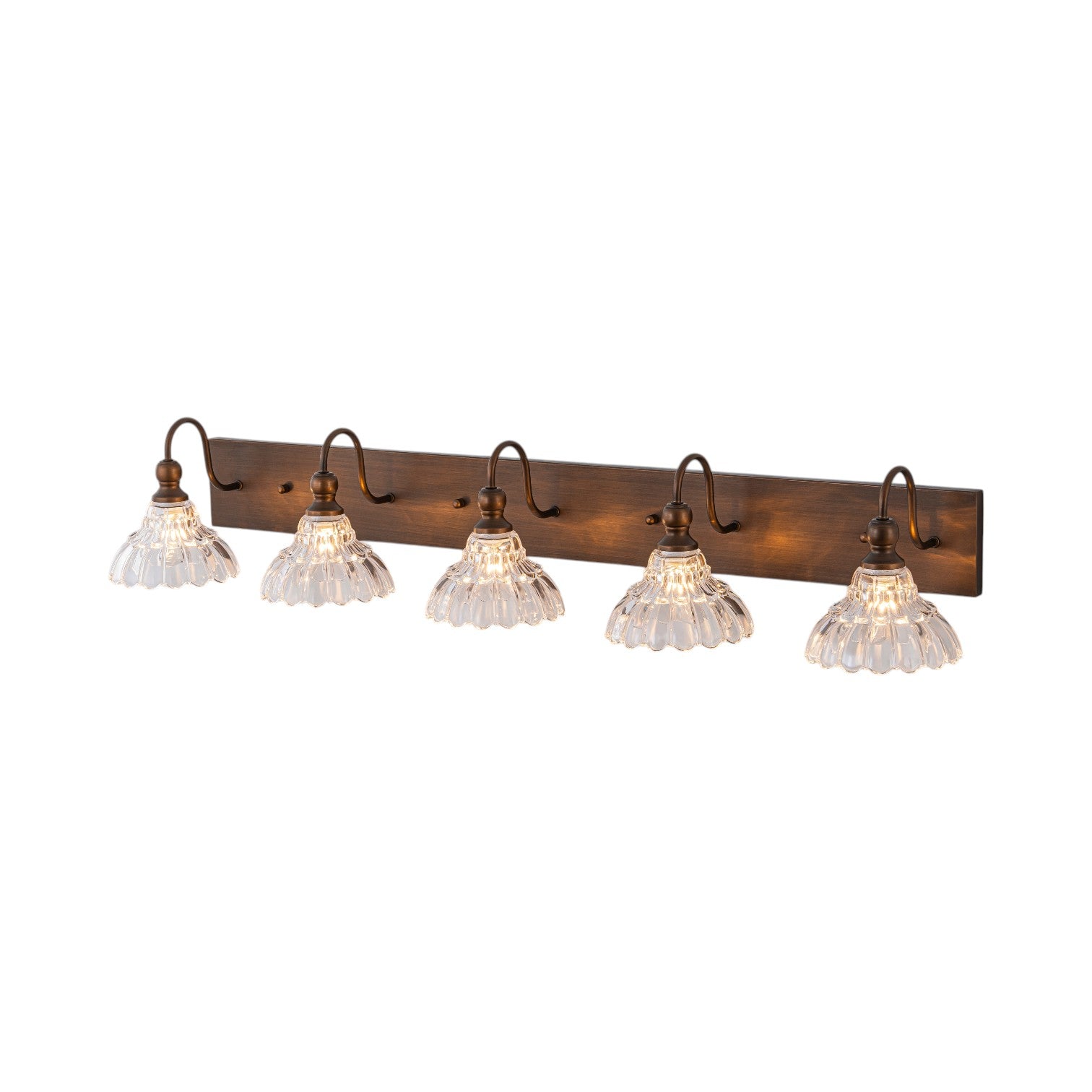 Glowlings 1/3/4-Light Vintage Antique Bronze Glass Flower Shaped Bathroom Vanity Light Over Mirror