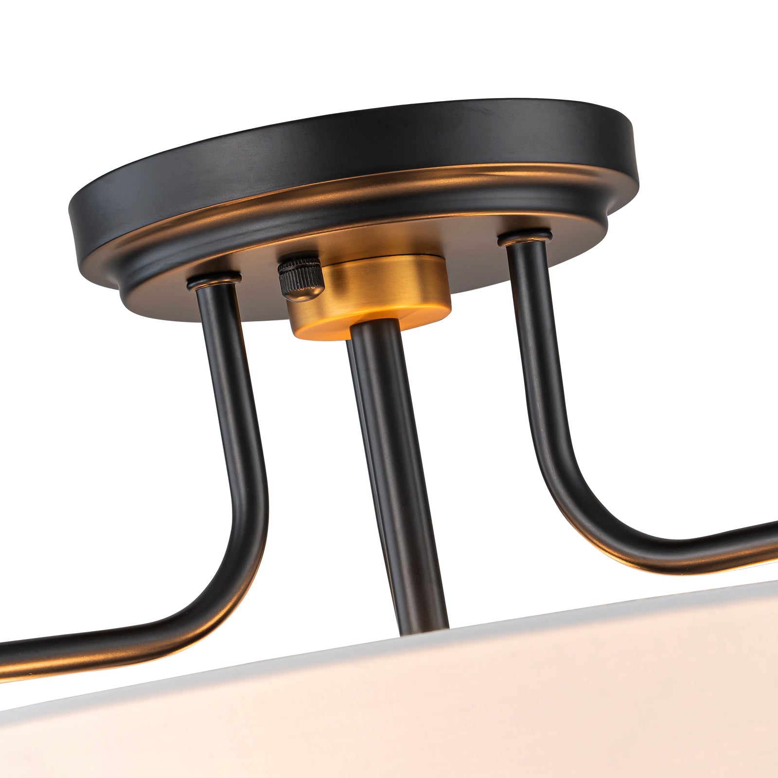 Glowlings 5-Light Contemporary 18"Wide Black Textured Fabric Drum Semi-Flush Mount Ceiling Light