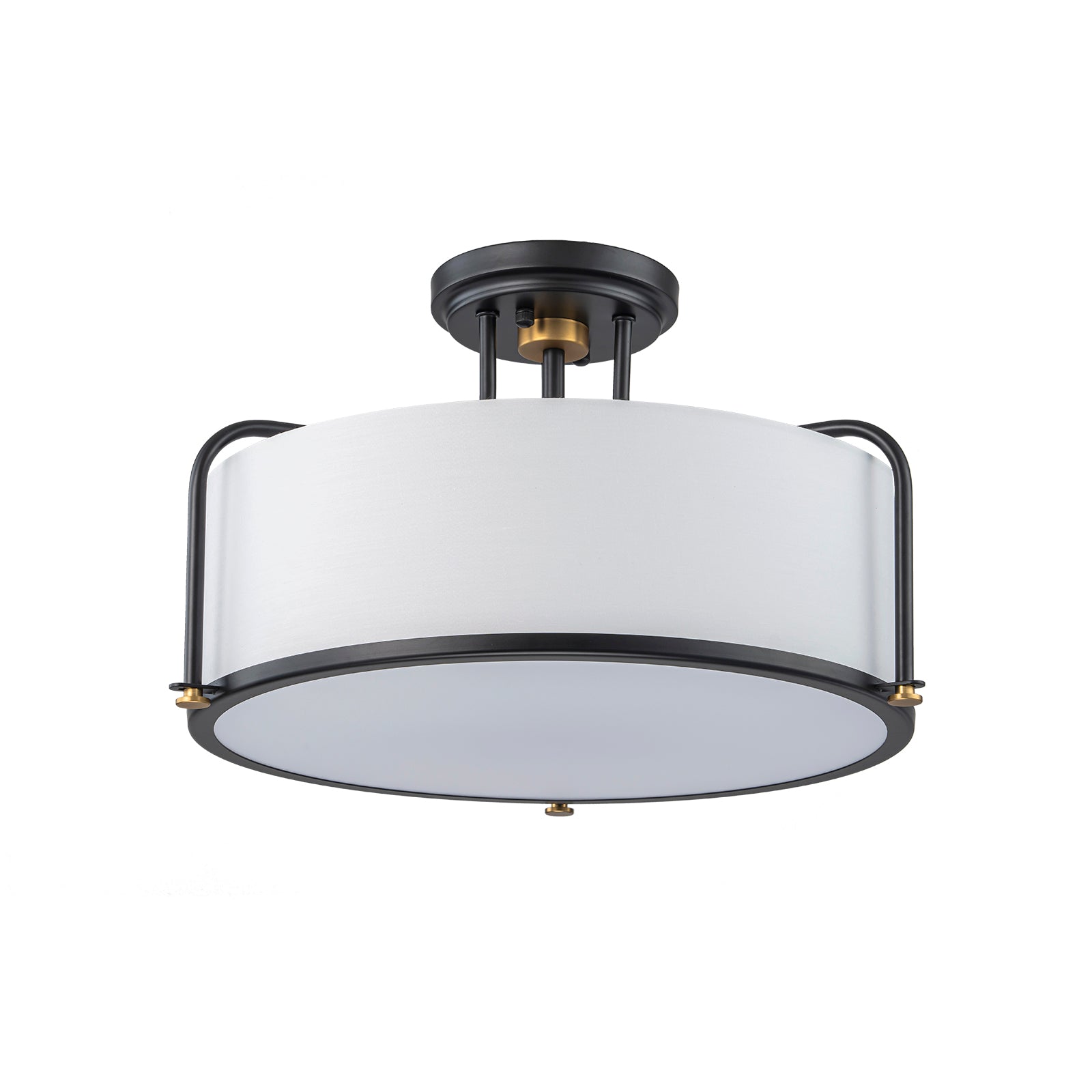Glowlings 5-Light Contemporary 18"Wide Black Textured Fabric Drum Semi-Flush Mount Ceiling Light