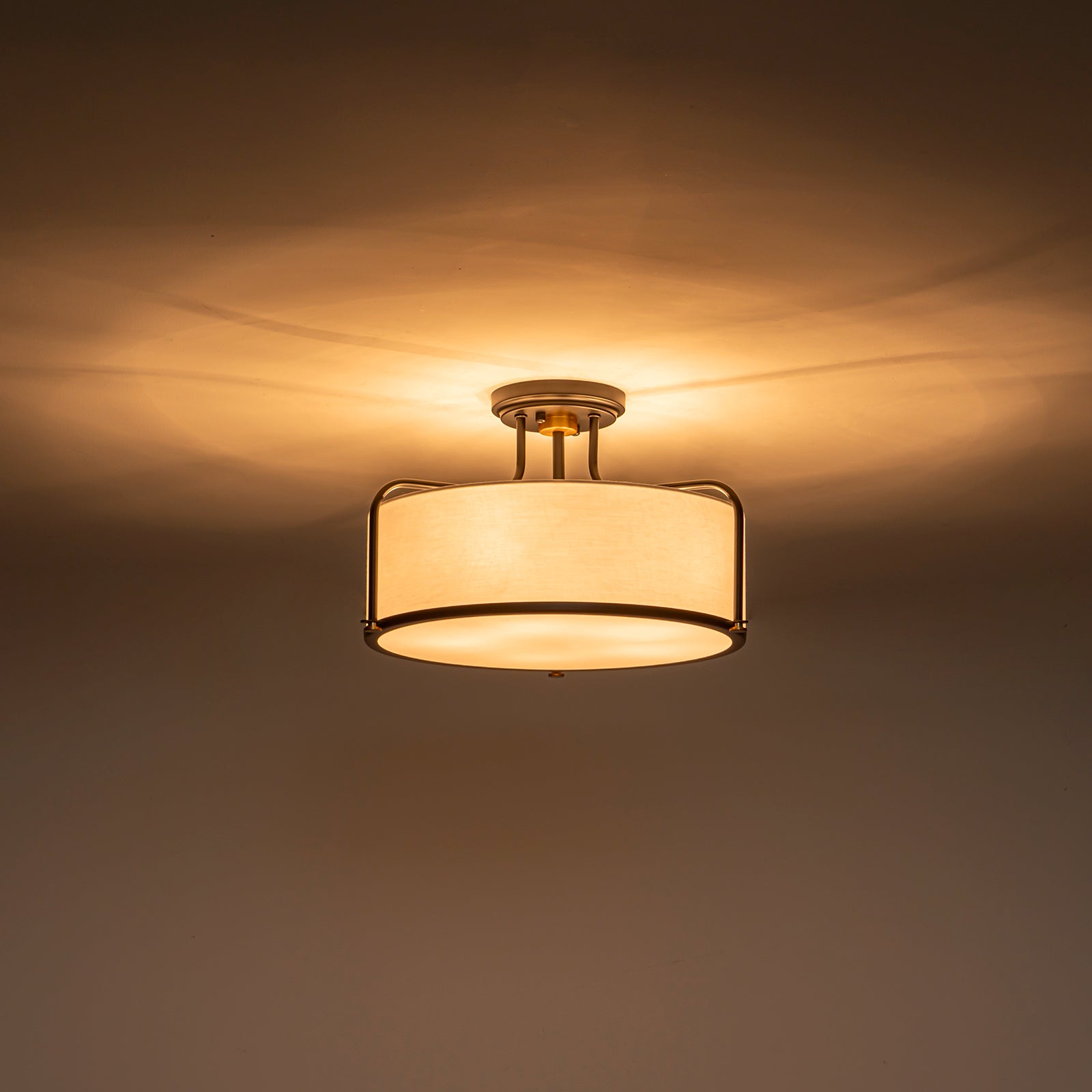 Glowlings 5-Light Contemporary 18"Wide Black Textured Fabric Drum Semi-Flush Mount Ceiling Light