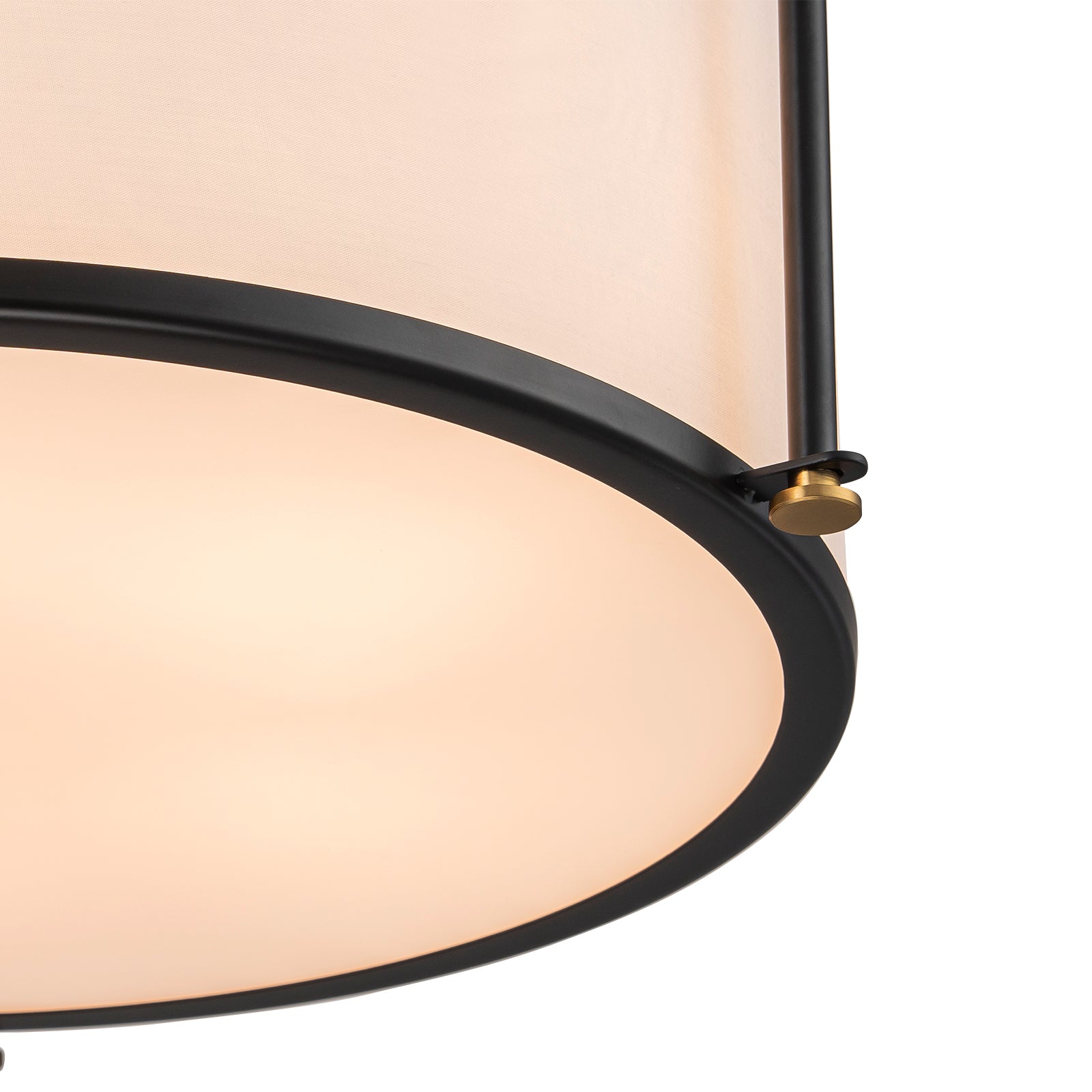 Glowlings 5-Light Contemporary 18"Wide Black Textured Fabric Drum Semi-Flush Mount Ceiling Light