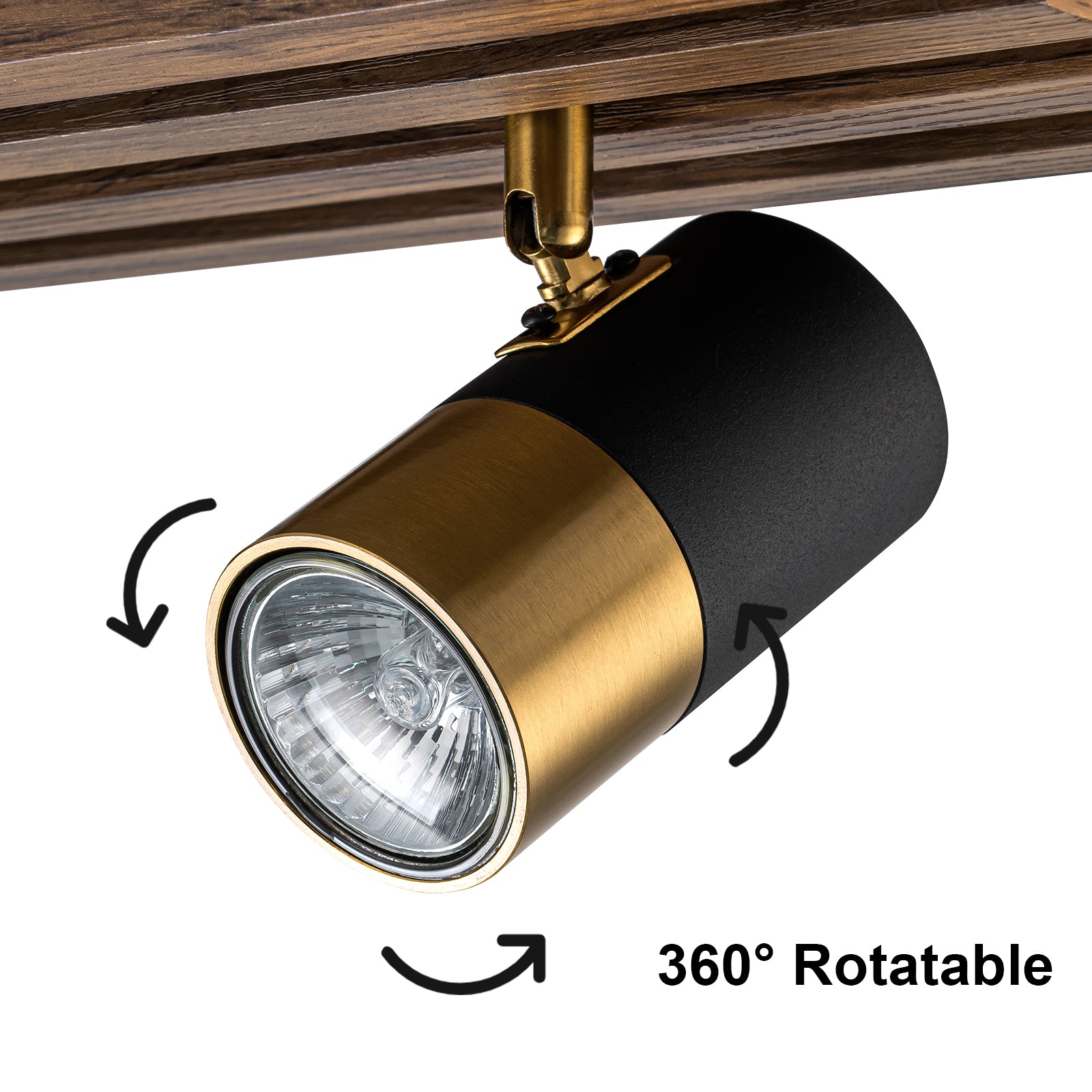 Glowlings 5-Light Farmhouse 40"Wide Linear Wood Flush Mount Spotlight LED Track Light Kit