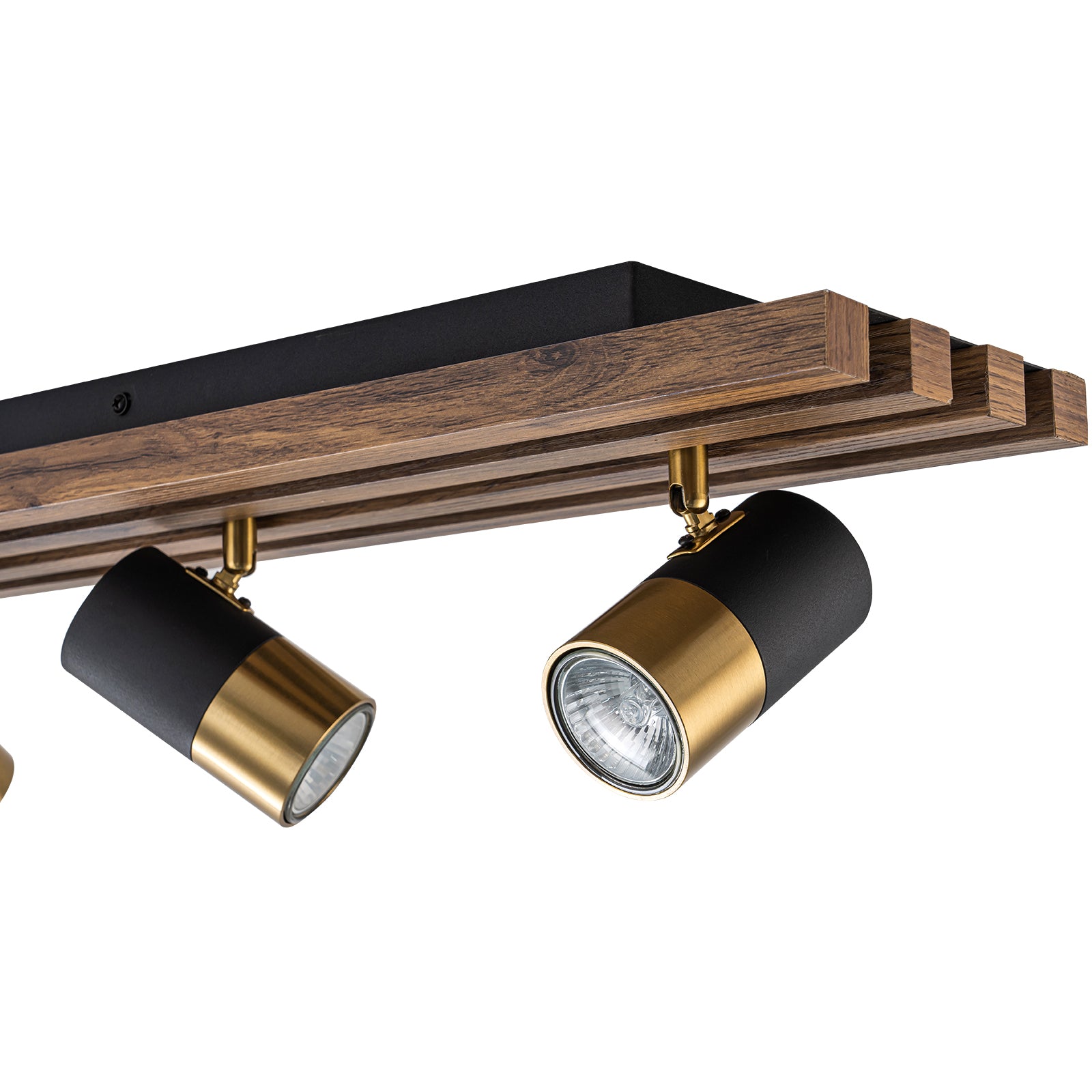 Glowlings 5-Light Farmhouse 40"Wide Linear Wood Flush Mount Spotlight LED Track Light Kit