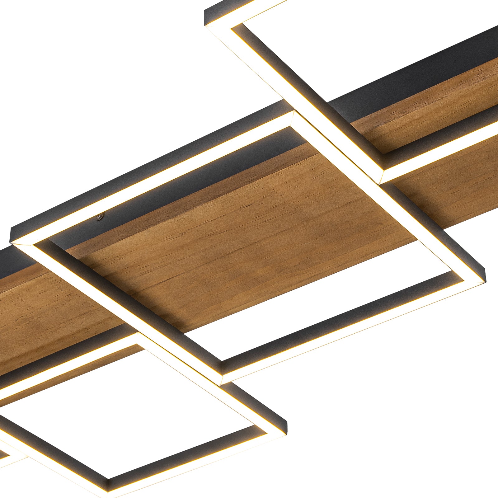 Glowlings 5-Light Farmhouse 47“Wide Square LED Linear Wood Flush Mount Celing Light