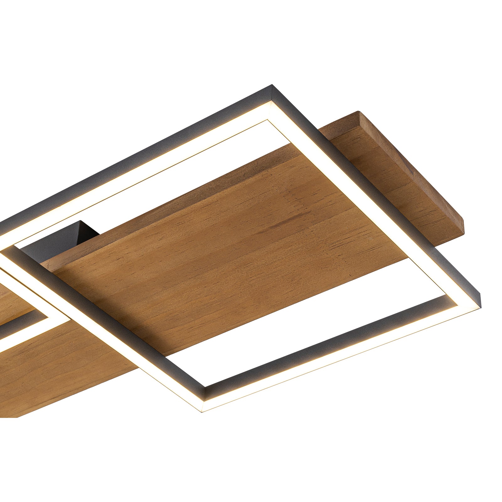 Glowlings 5-Light Farmhouse 47“Wide Square LED Linear Wood Flush Mount Celing Light