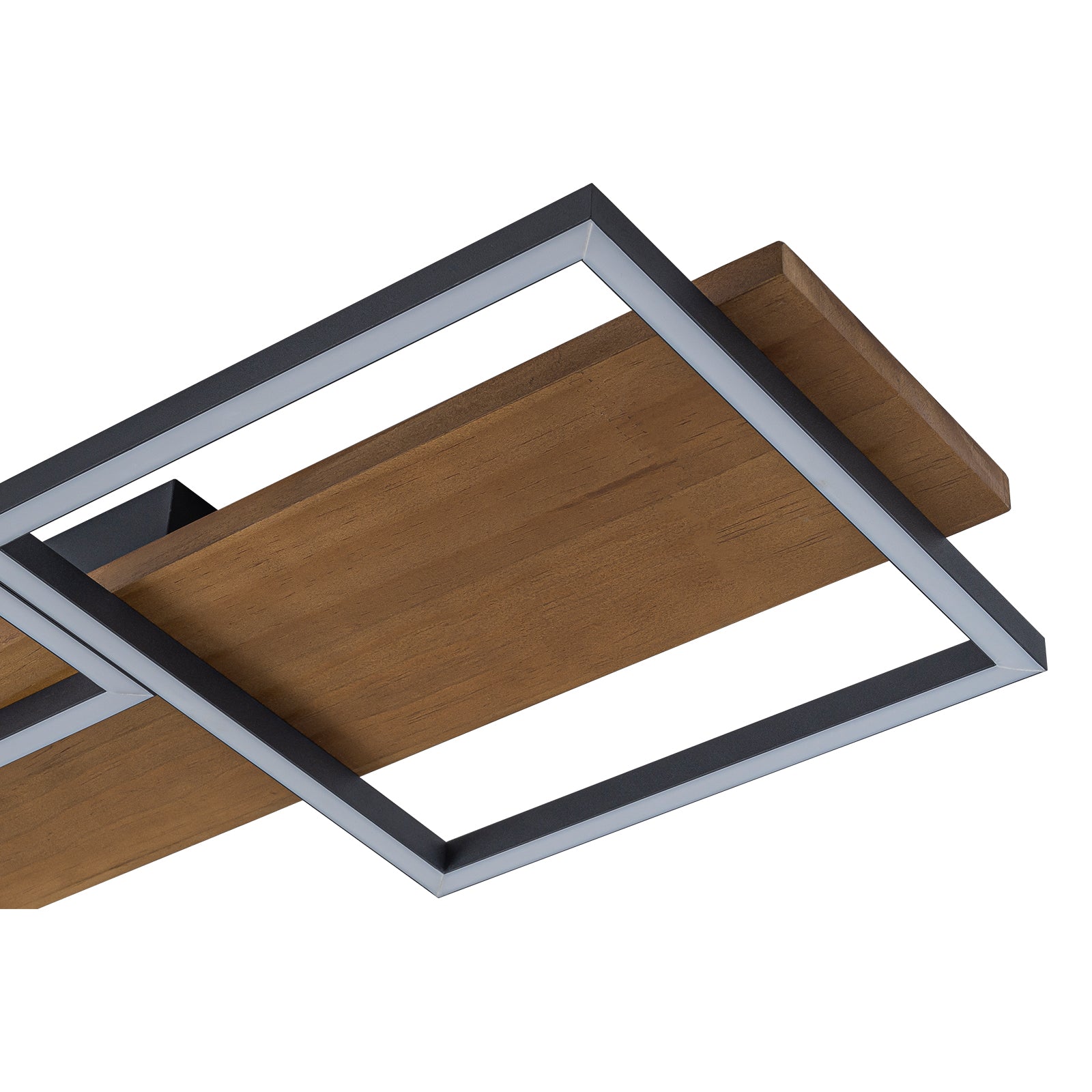 Glowlings 5-Light Farmhouse 47“Wide Square LED Linear Wood Flush Mount Celing Light