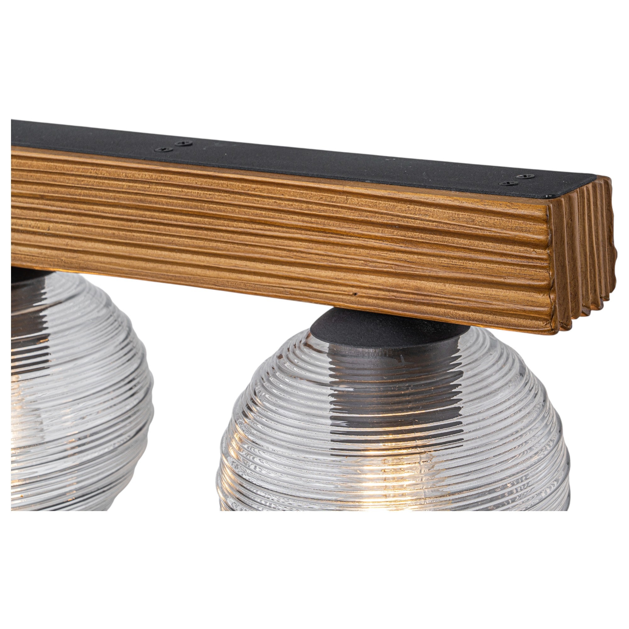 Glowlings 5-Light Farmhouse 43"Wide Large Wooden Hammered Clear Glass Linear Pendant Light