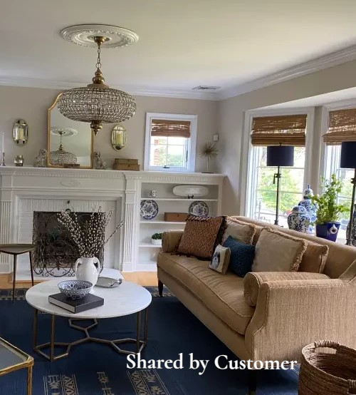 Glowlings 5-flammiger Vintage-Kronleuchter mit großer Messingkugel, 50,8 cm breit, handgefertigt, Kristall