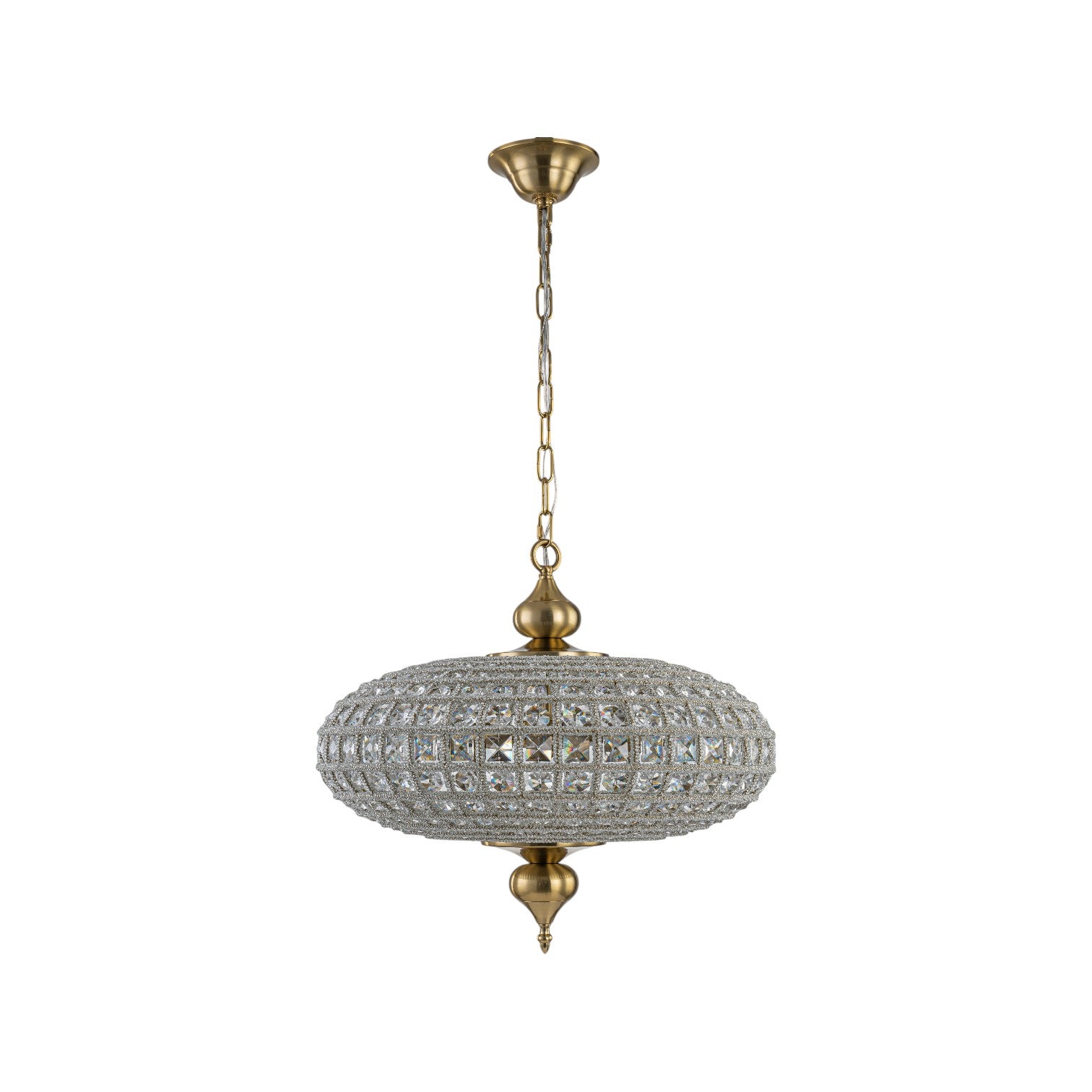 Glowlings 5-Light Vintage 20"Wide Large Brass/Black Globe Handmade Crystal Chandelier