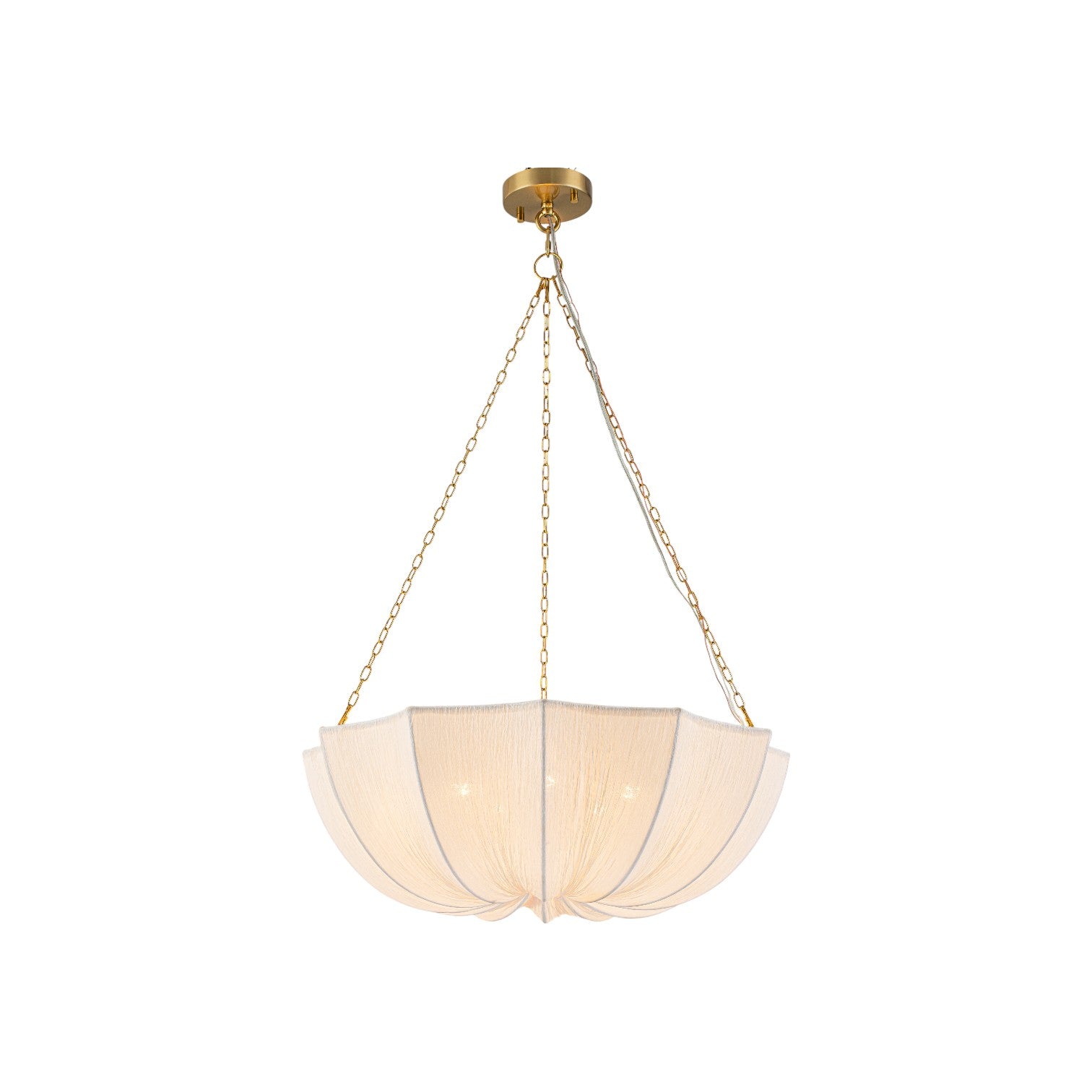 Glowlings 5-Light Modern 24"Wide Textured White Fabric Flower Shape Chandelier