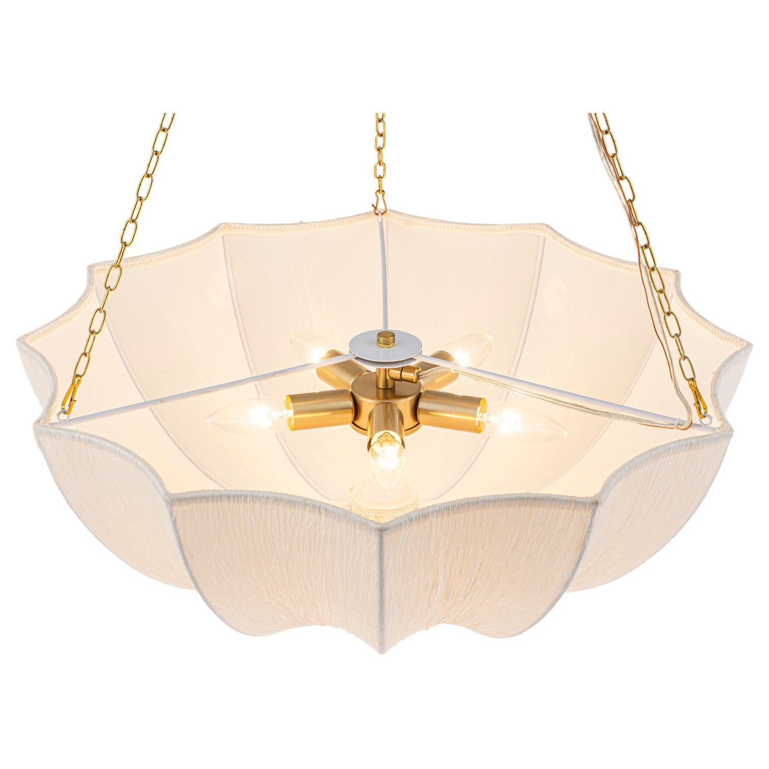 Glowlings 5-Light Modern 24"Wide Textured White Fabric Flower Shape Chandelier