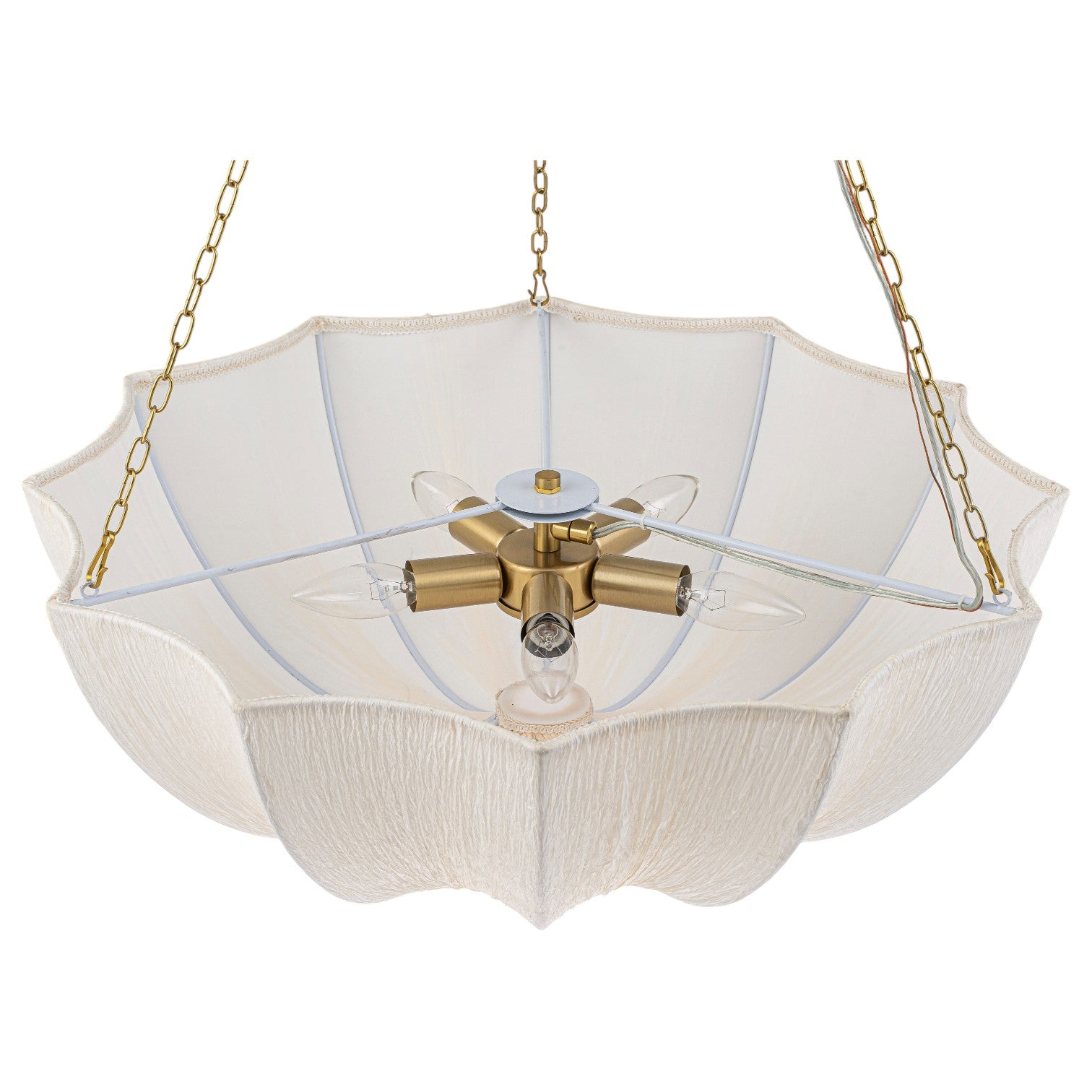 Glowlings 5-Light Modern 24"Wide Textured White Fabric Flower Shape Chandelier