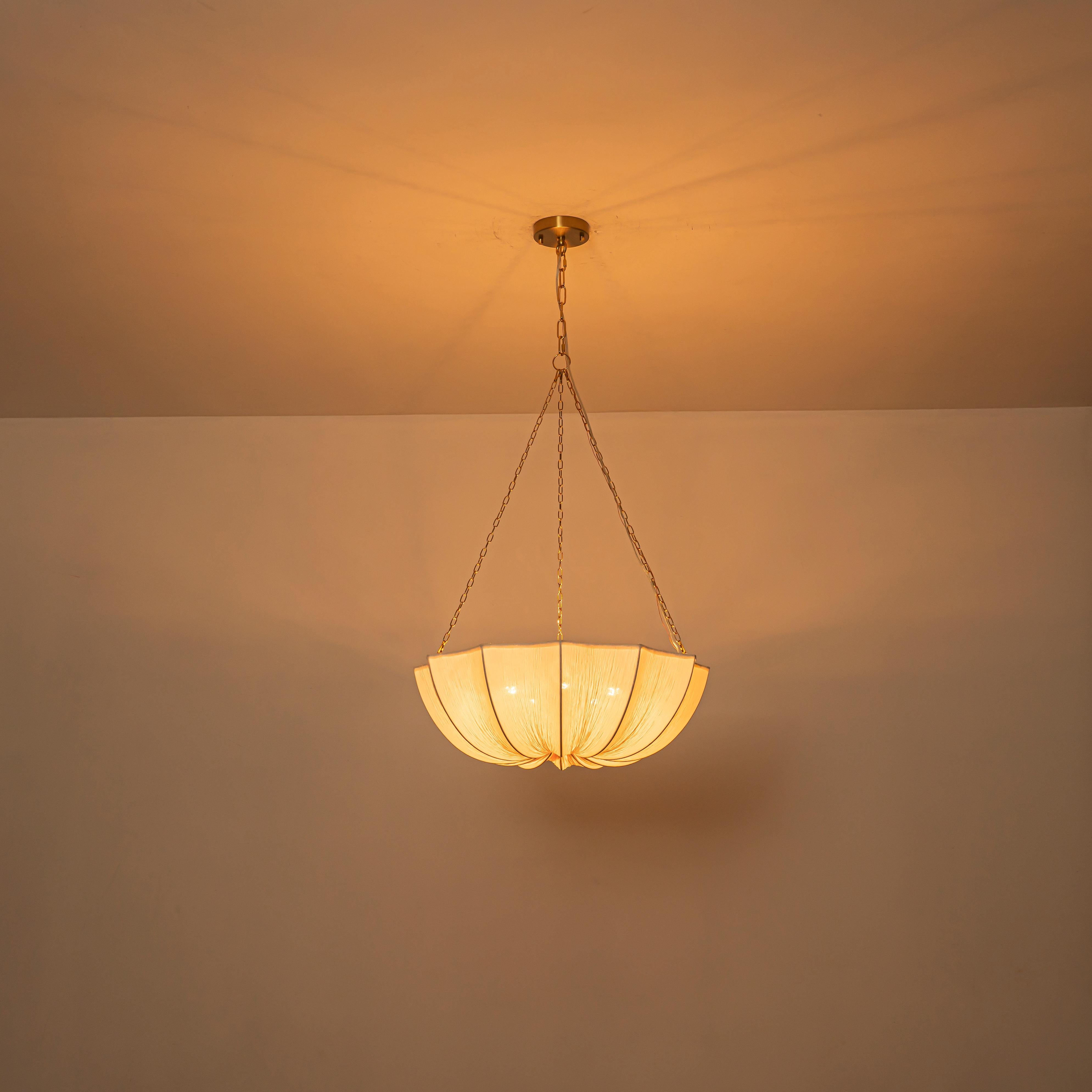 Glowlings 5-Light Modern 24"Wide Textured White Fabric Flower Shape Chandelier