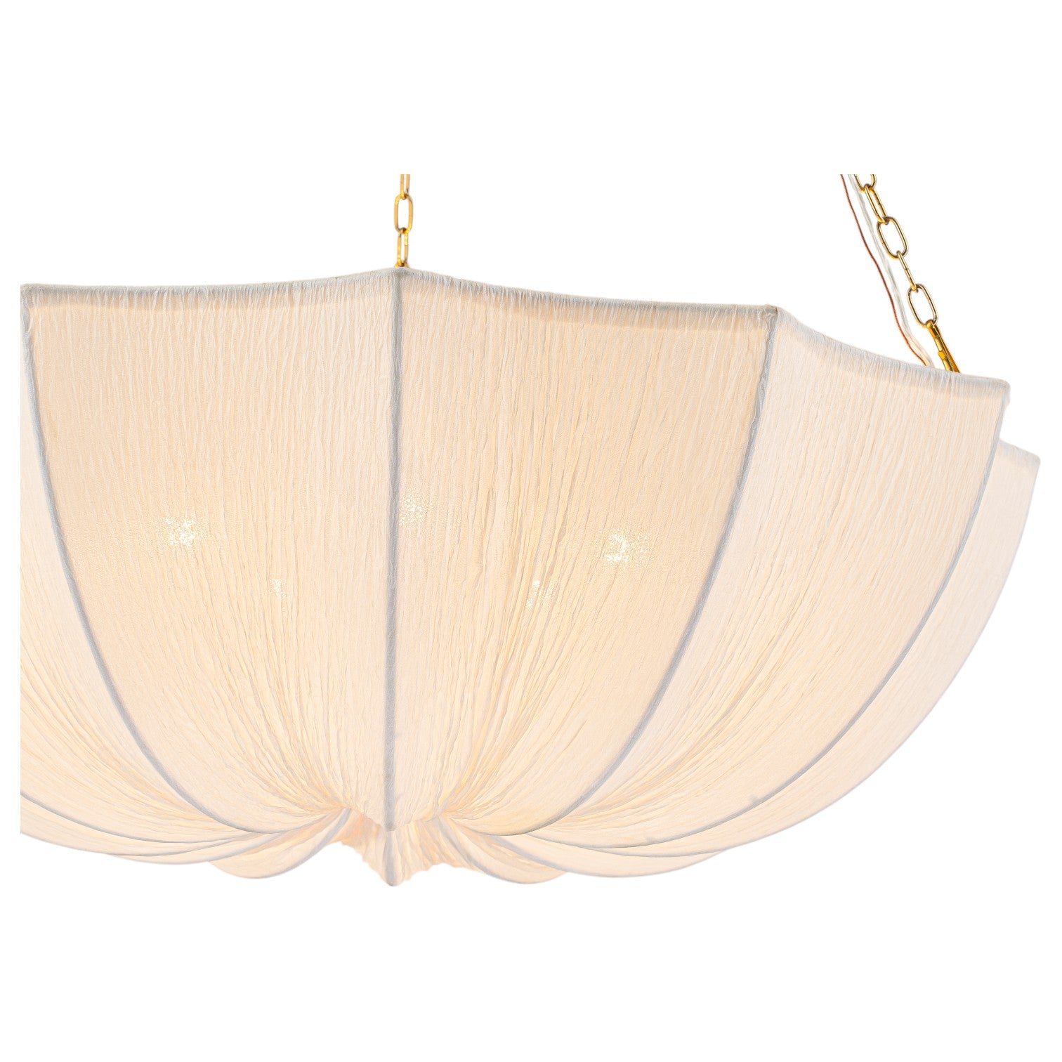 Glowlings 5-Light Modern 24"Wide Textured White Fabric Flower Shape Chandelier