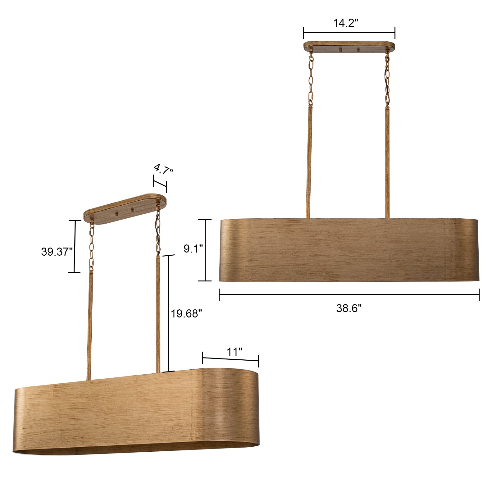 Glowlings 5-Light Industrial 39"Wide Large Rustic Bronze Metal Linear Chandelier