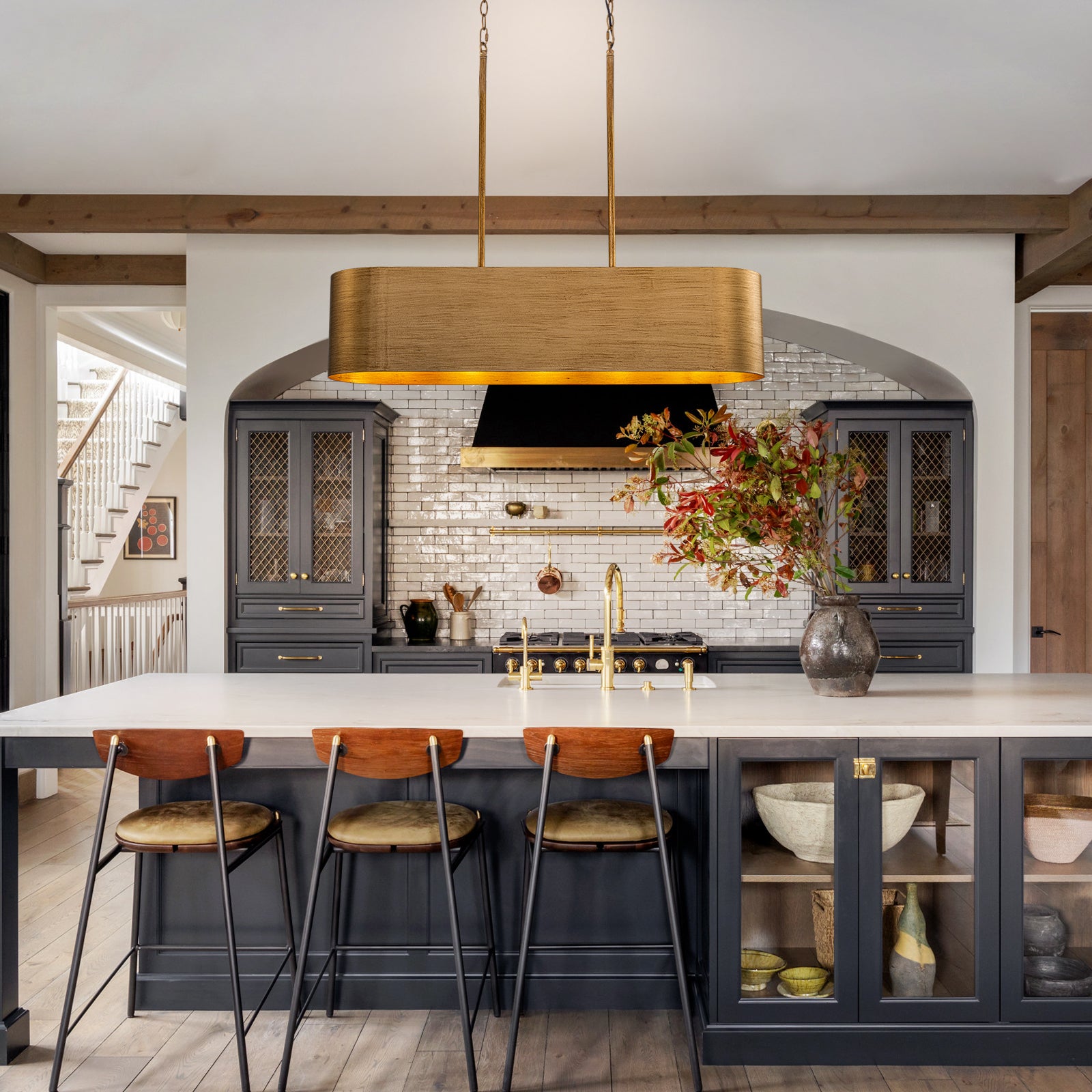 Glowlings 5-Light Industrial 39"Wide Large Rustic Bronze Metal Linear Chandelier