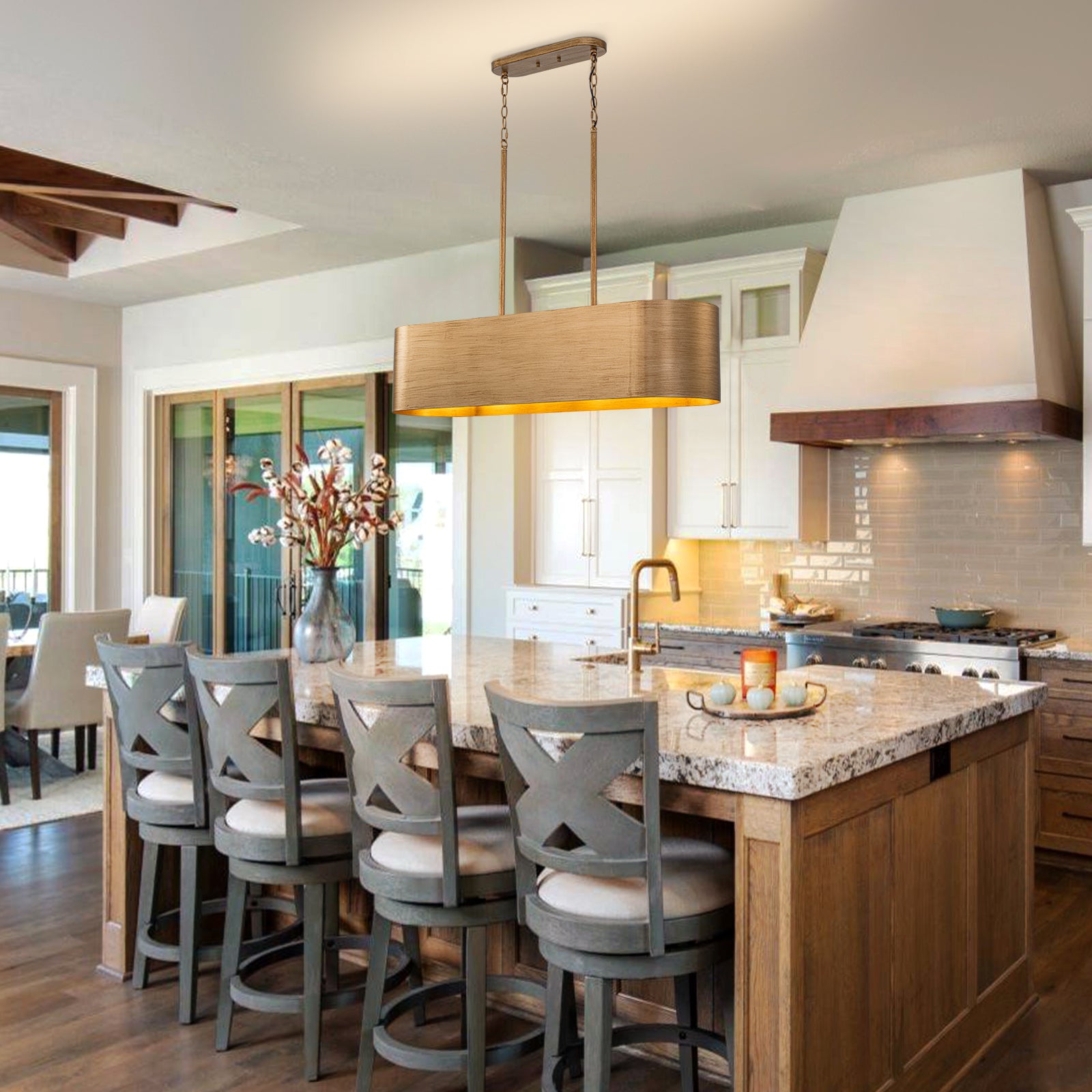 Glowlings 5-Light Industrial 39"Wide Large Rustic Bronze Metal Linear Chandelier