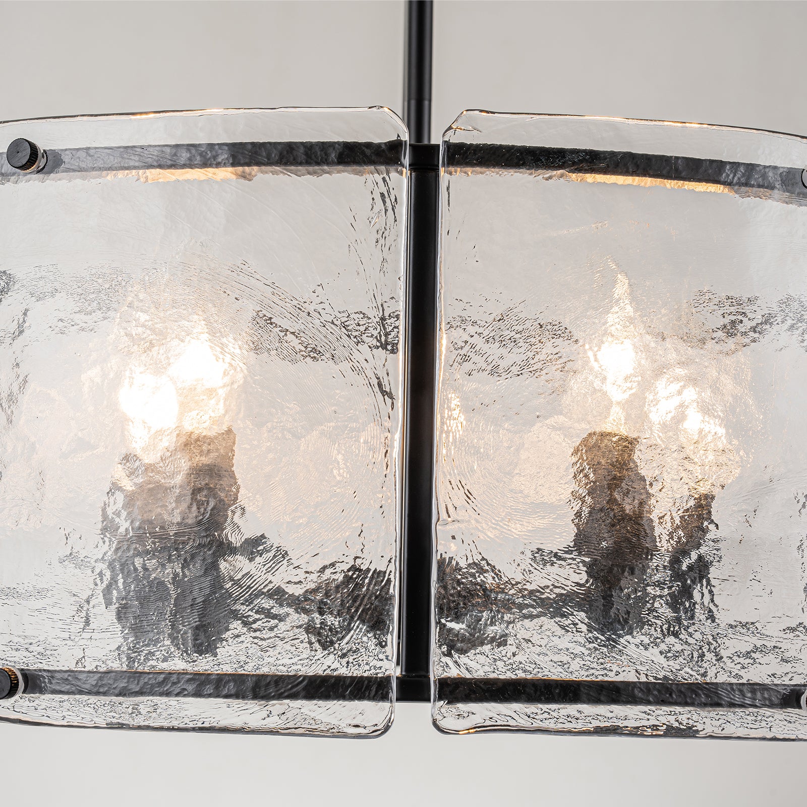 Glowlings 5-flammiger moderner 21" breiter Laternen-Trommel-Kronleuchter mit strukturierter Wasserwellenstruktur aus klarem Glas