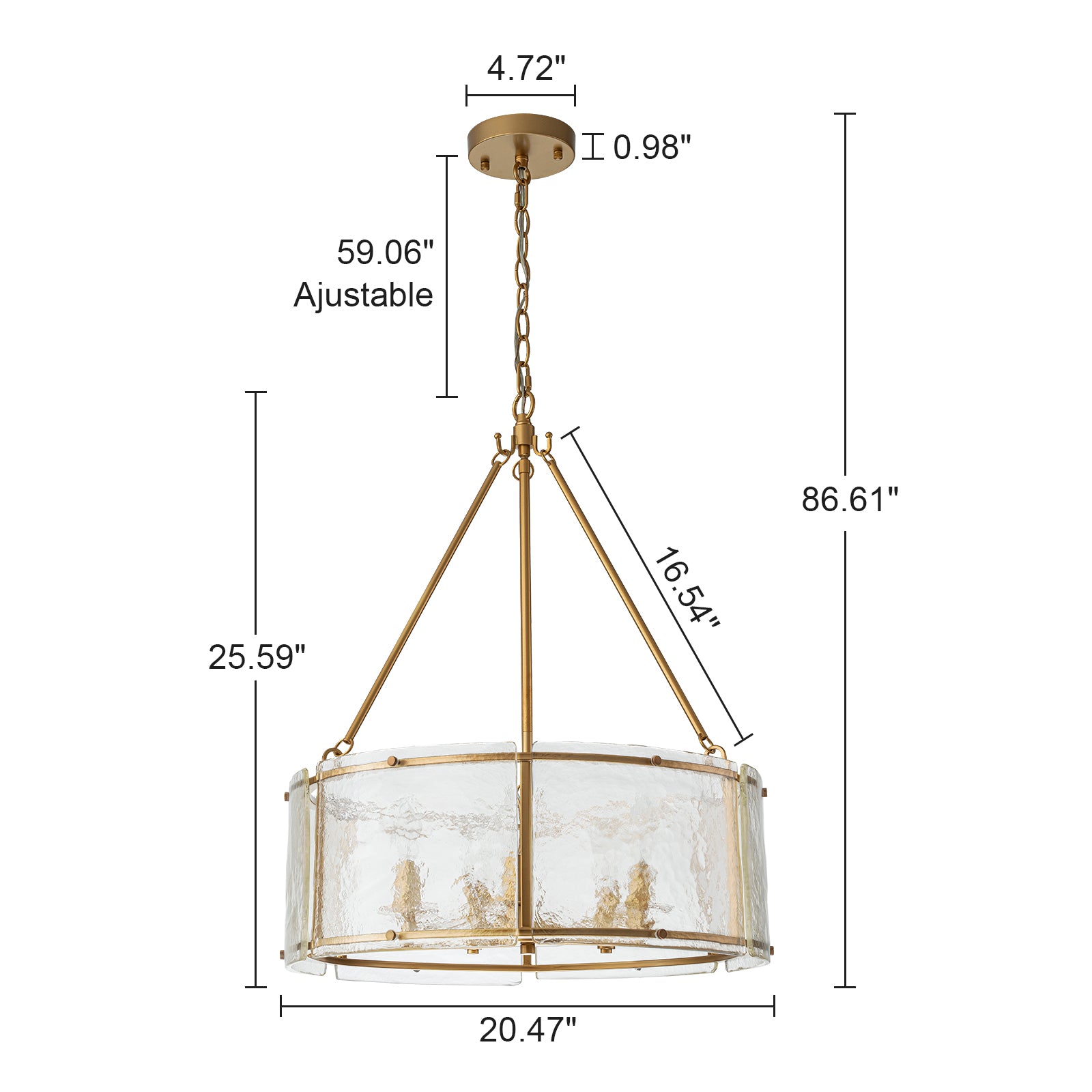 Glowlings 5-Light Modern 21"Wide Lantern Drum Textured Water Ripple Clear Glass Chandelier