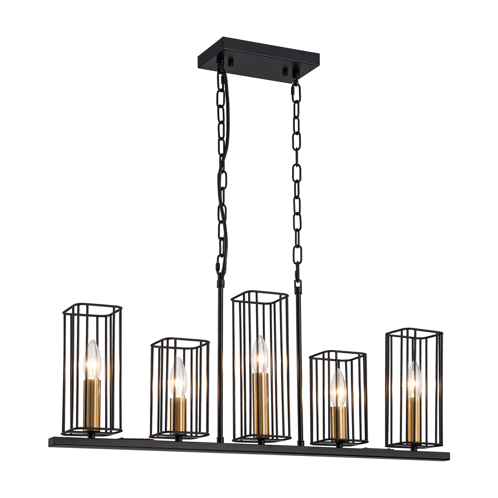 Glowlings 5-flammige, moderne, 81,3 cm breite, lineare Pendelleuchte aus Metall, Inselleuchte