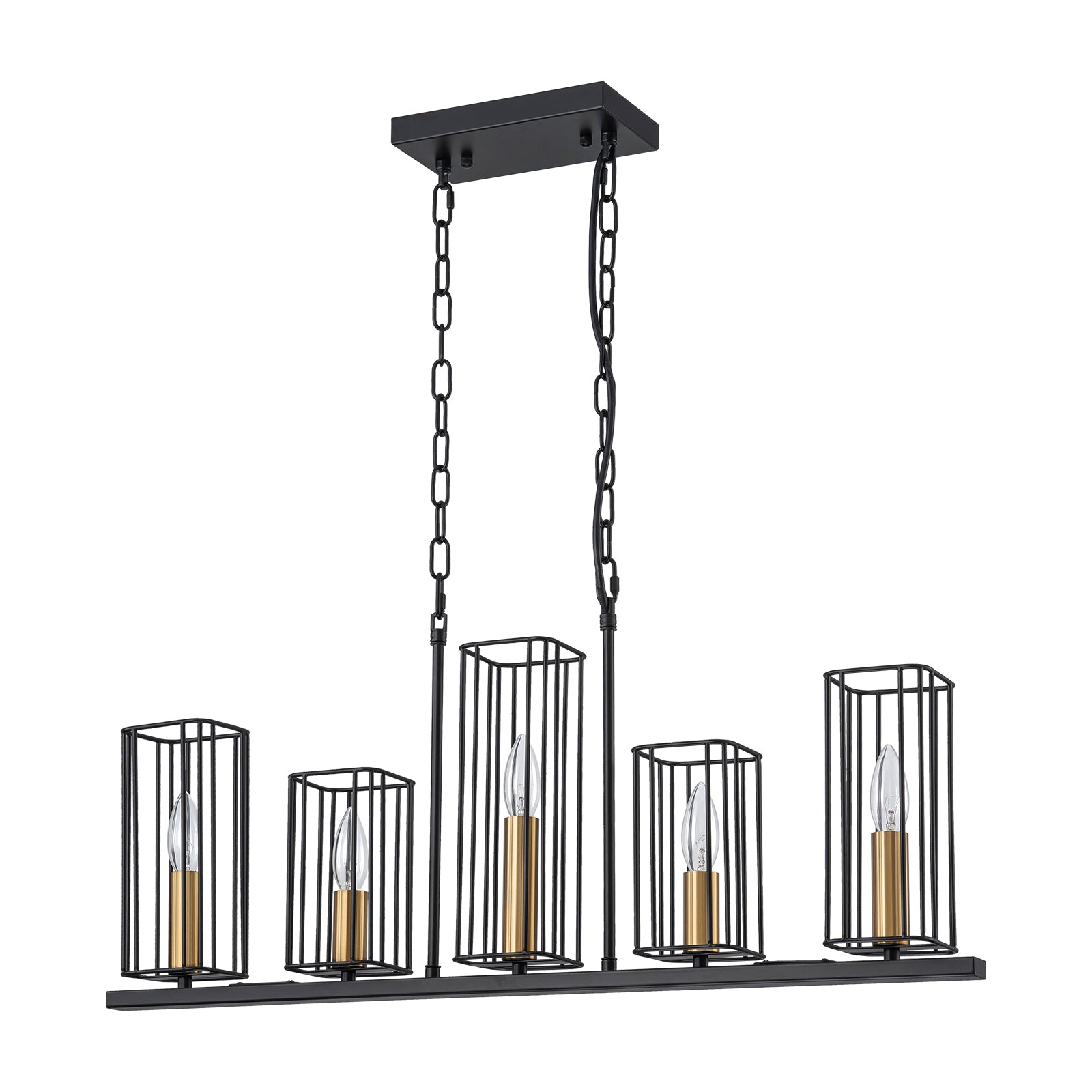 Glowlings 5-flammige, moderne, 81,3 cm breite, lineare Pendelleuchte aus Metall, Inselleuchte