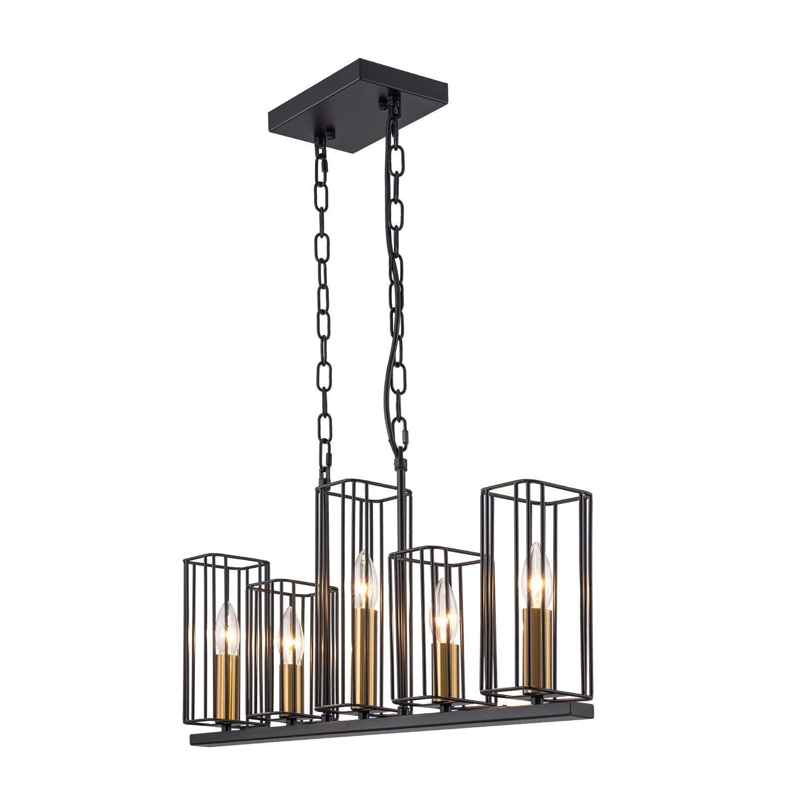 Glowlings 5-flammige, moderne, 81,3 cm breite, lineare Pendelleuchte aus Metall, Inselleuchte