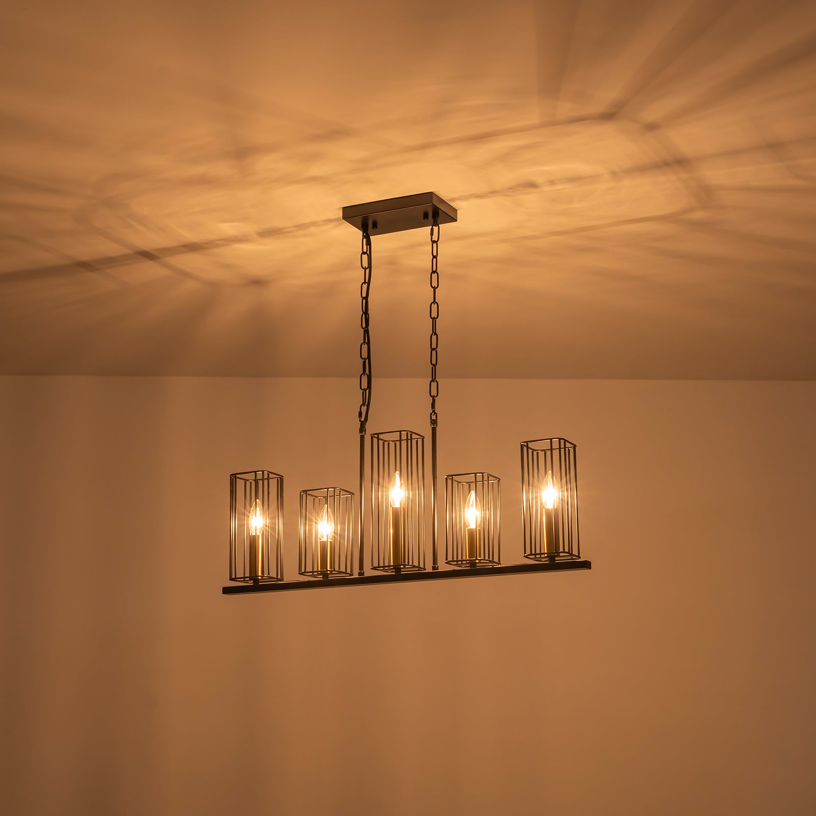 Glowlings 5-flammige, moderne, 81,3 cm breite, lineare Pendelleuchte aus Metall, Inselleuchte