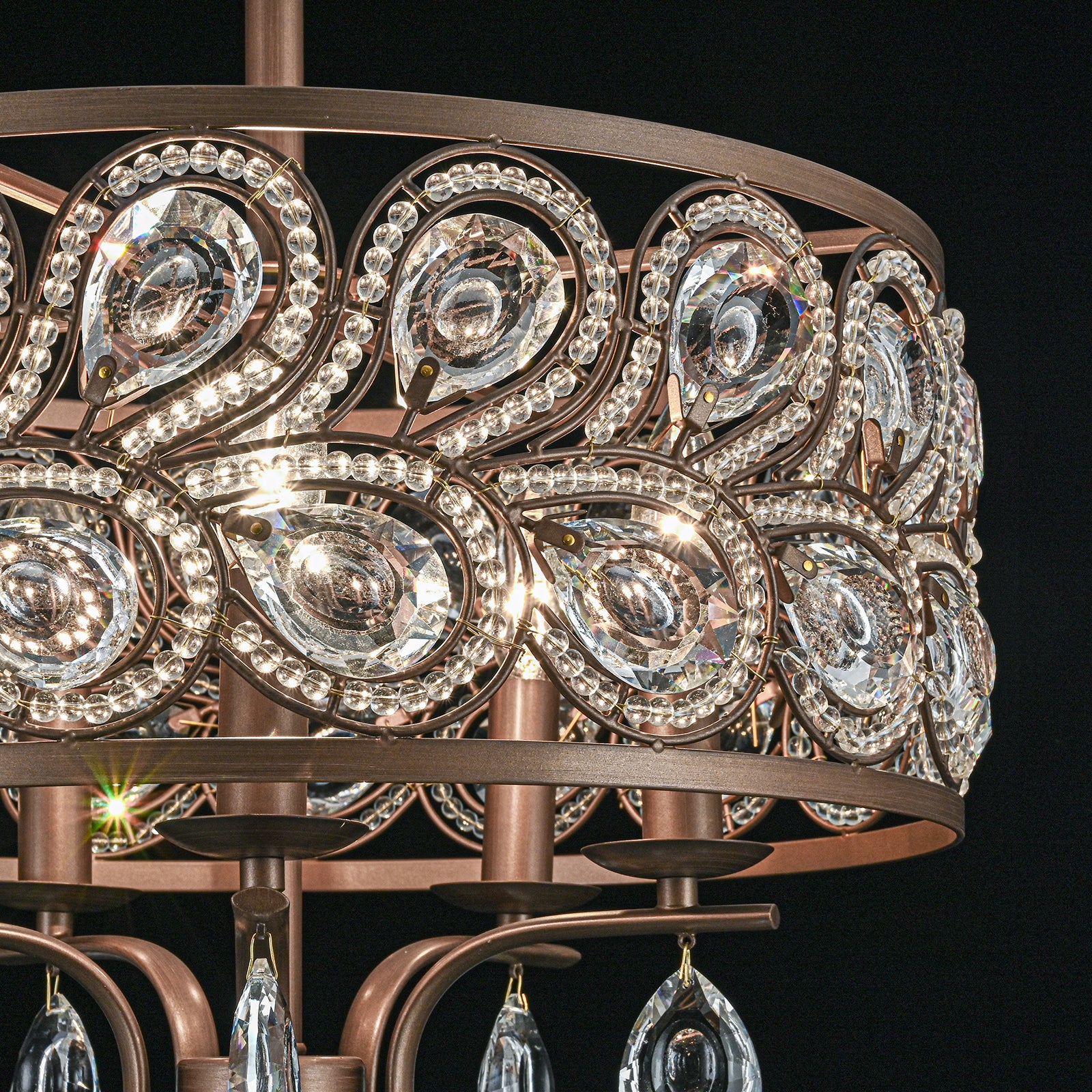 Glowlings 5-flammiger 17" breiter Luxus-Kristall-Kronleuchter in Antik-Bronze