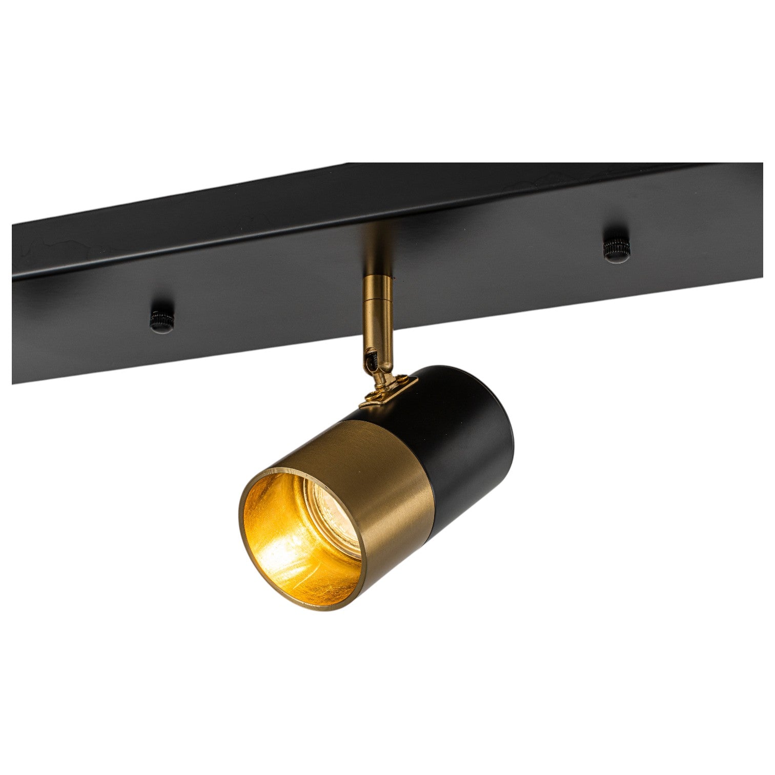 Glowlings 5-Light Modern Black and Antique Brass Track Lighting Kit 180° Rotatable Directional Flush Mount