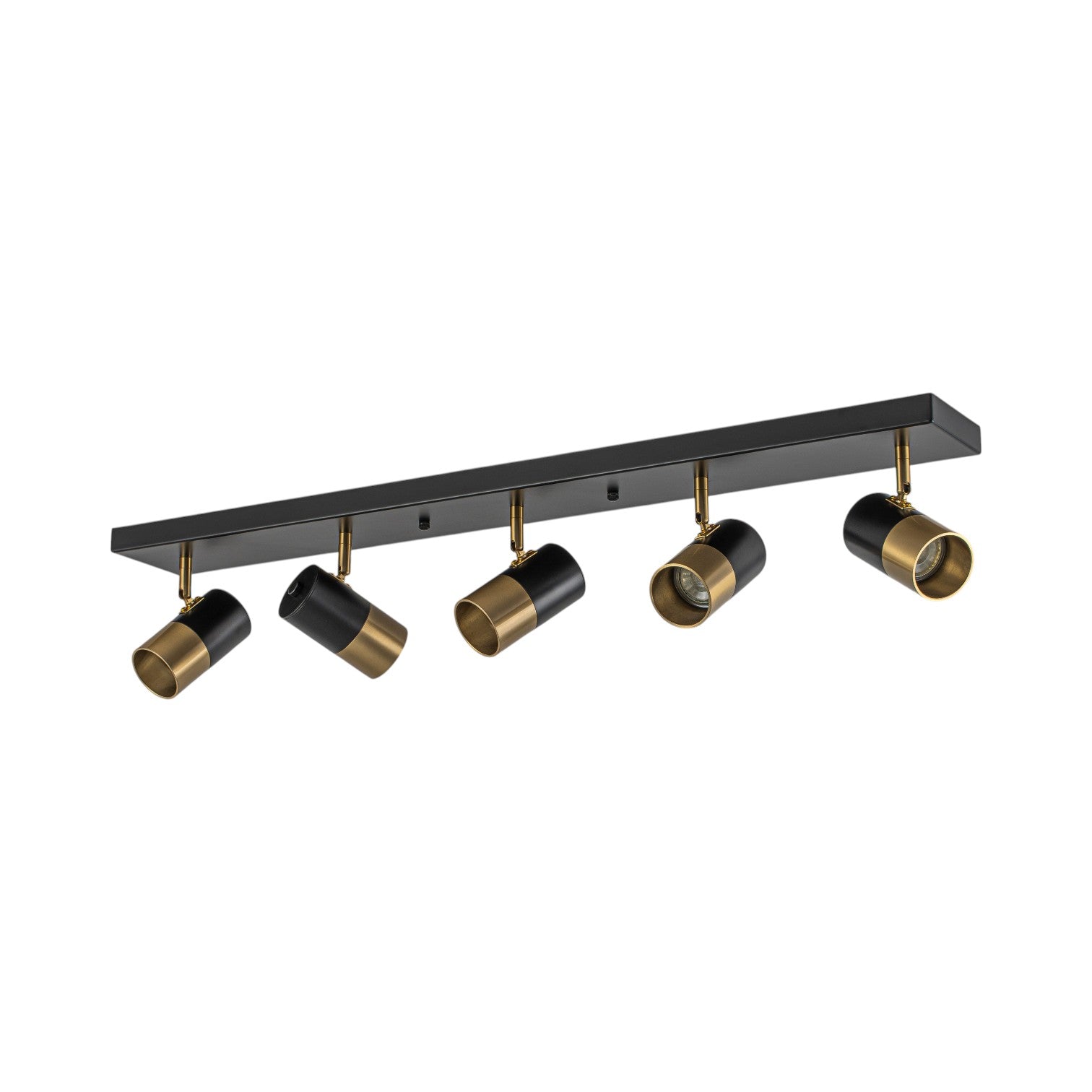 Glowlings 5-Light Modern Black and Antique Brass Track Lighting Kit 180° Rotatable Directional Flush Mount