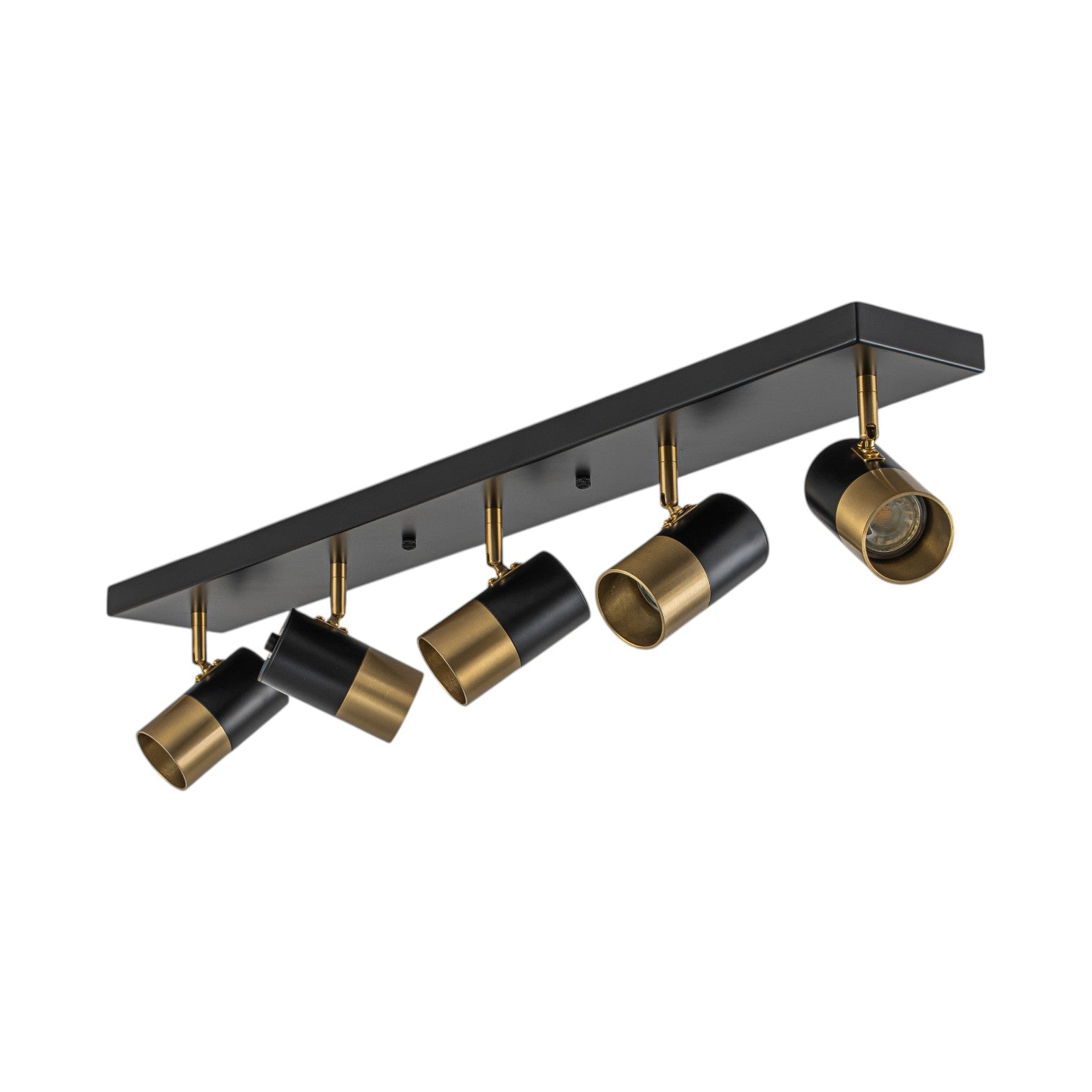 Glowlings 5-Light Modern Black and Antique Brass Track Lighting Kit 180° Rotatable Directional Flush Mount
