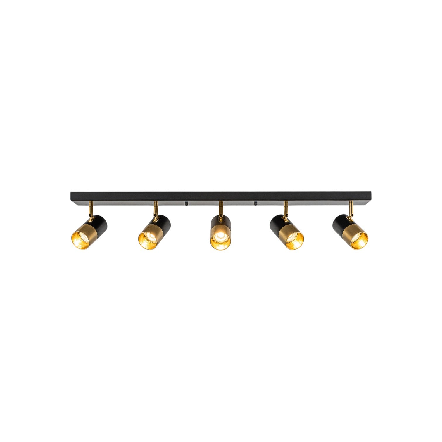 Glowlings 5-Light Modern Black and Antique Brass Track Lighting Kit 180° Rotatable Directional Flush Mount