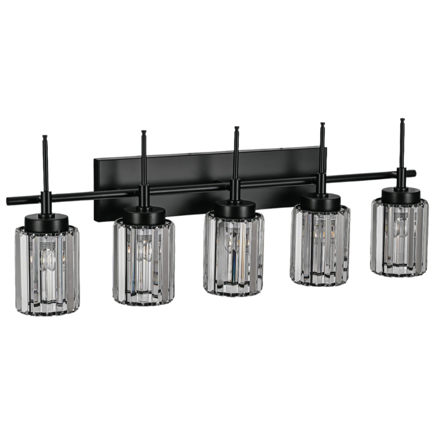 Glowlings 1/2/3/4/5-Light Modern Black/Gold Dimmable Round Crystal Bathroom Vanity Light