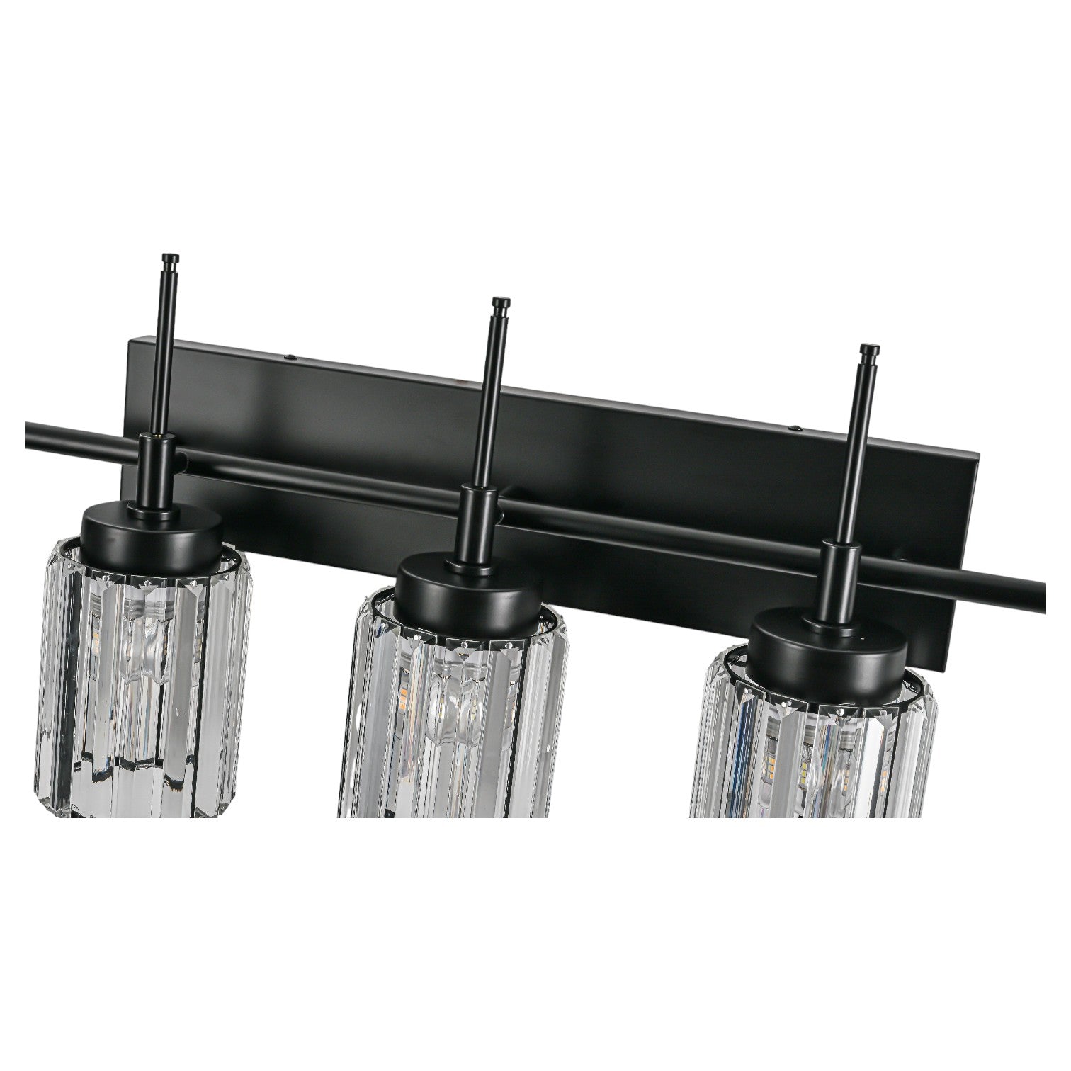 Glowlings 1/2/3/4/5-Light Modern Black/Gold Dimmable Round Crystal Bathroom Vanity Light