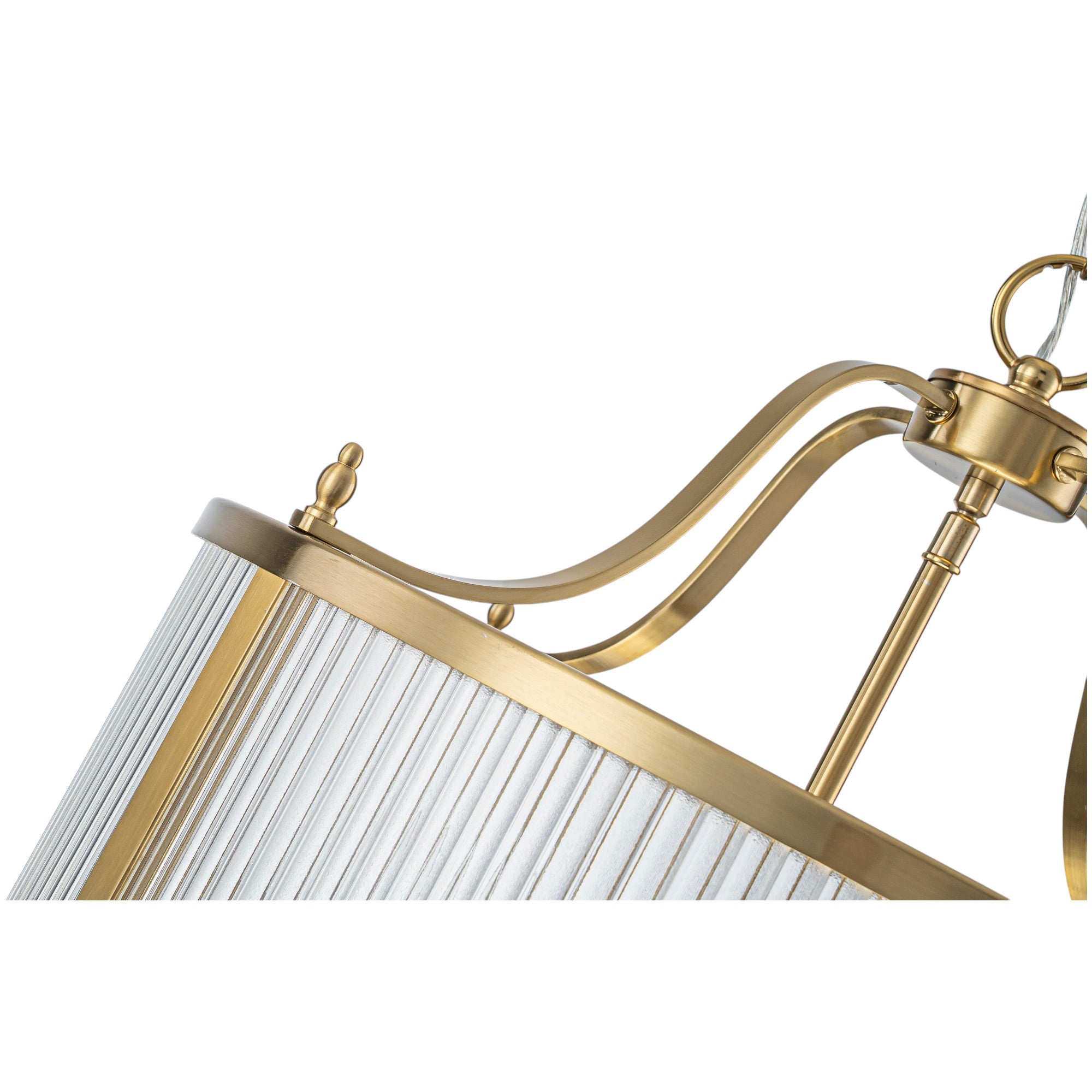 Glowlings 5-Light Modern 20"Wide Brass Round Clear Ribbed Glass Chandelier