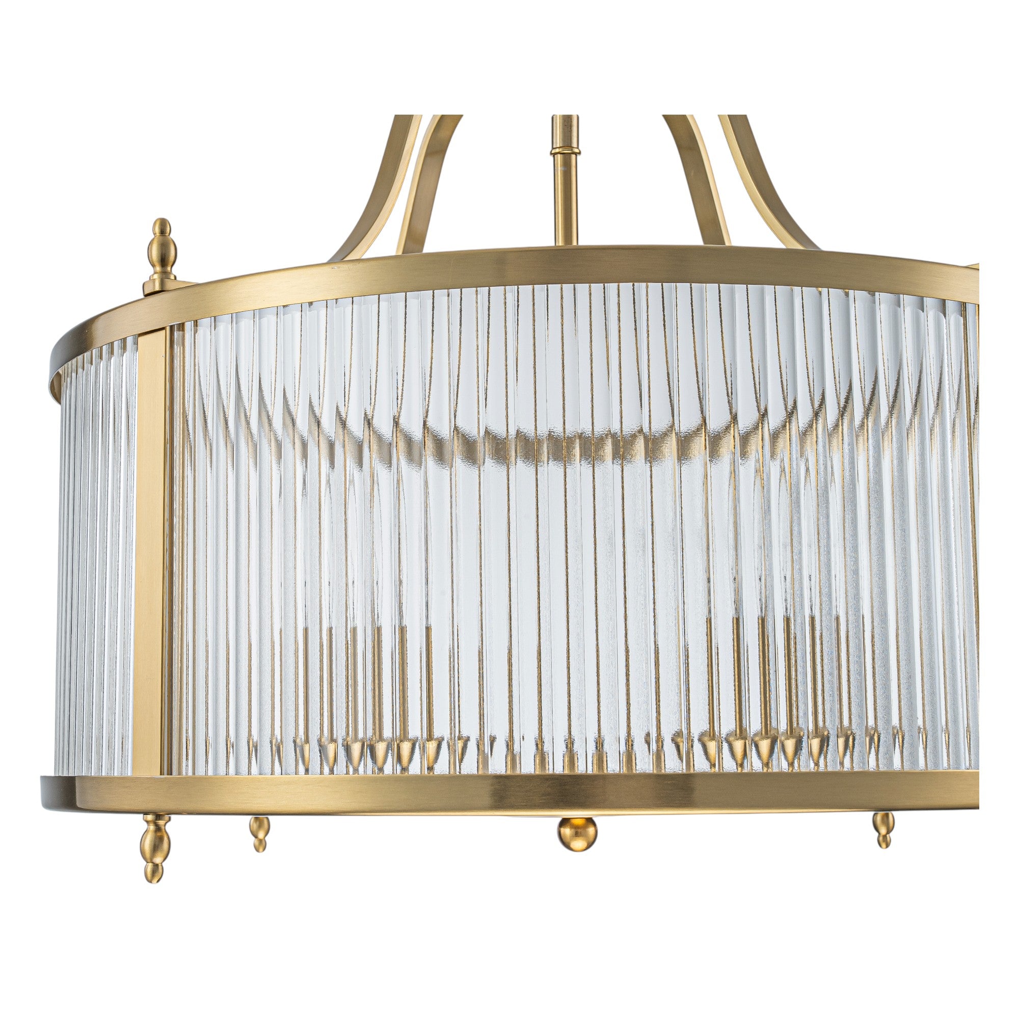 Glowlings 5-Light Modern 20"Wide Brass Round Clear Ribbed Glass Chandelier