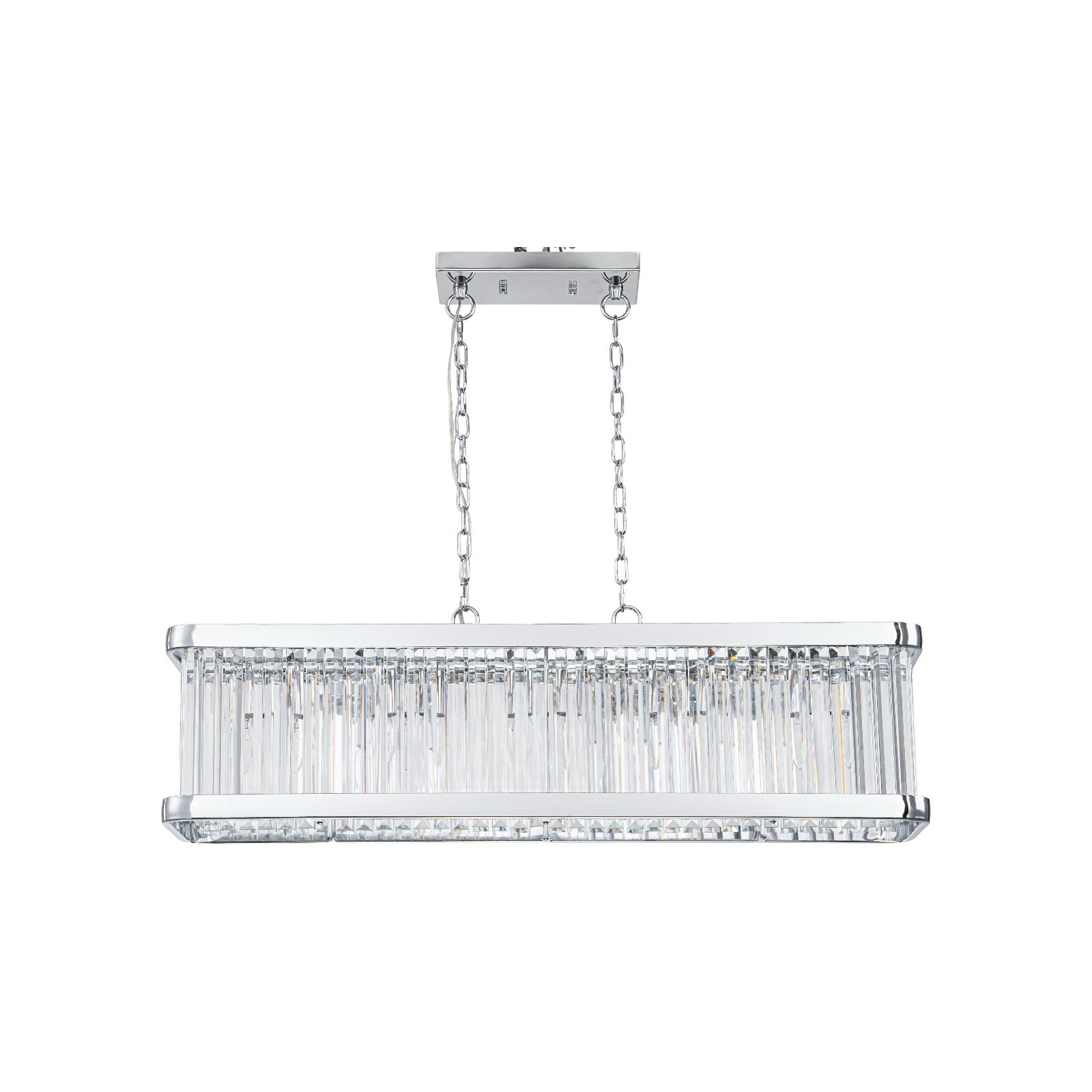 Glowlings 5-Light Modern 36"Wide Chrome Linear Rectangular Kitchen Island Crystal Chandelier