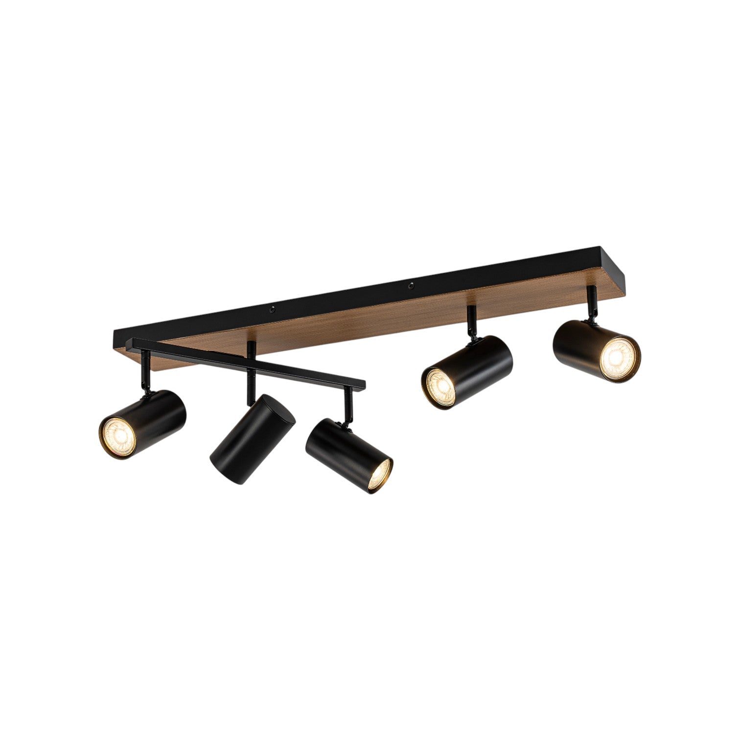 Glowlings 5-Light Modern Farmhouse 32"High Wood Grain Spotlight Track Lighting Kit Directional Flush Mount