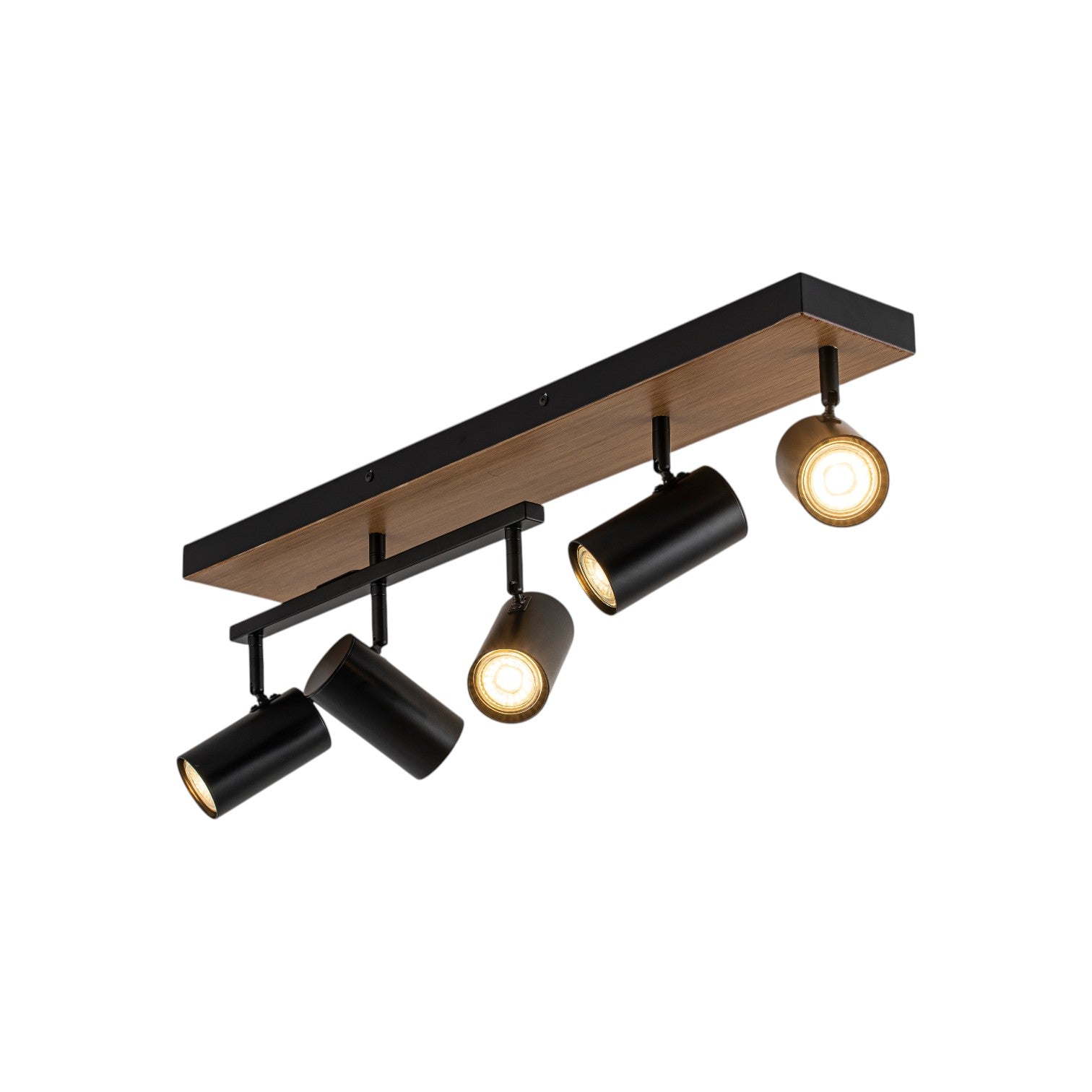 Glowlings 5-Light Modern Farmhouse 32"High Wood Grain Spotlight Track Lighting Kit Directional Flush Mount