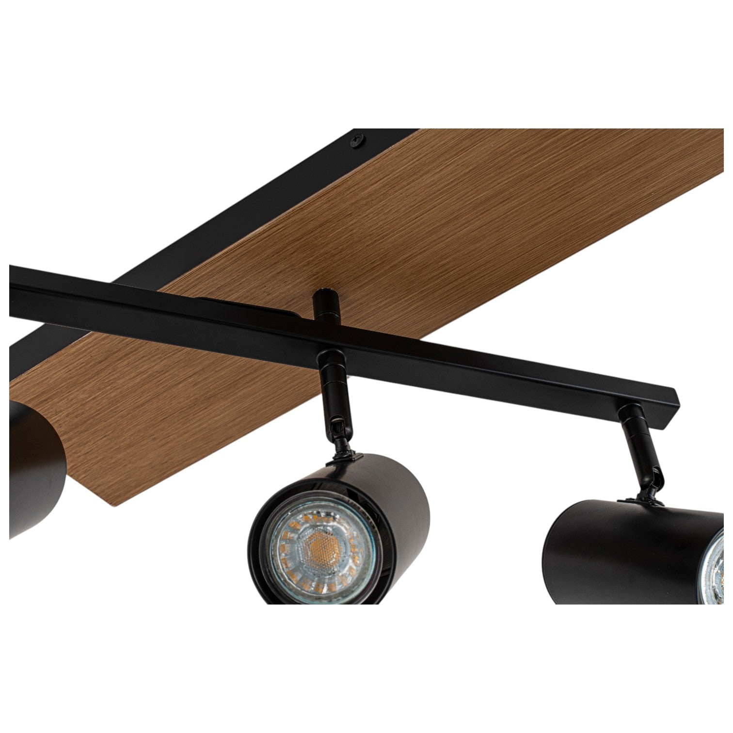 Glowlings 5-Light Modern Farmhouse 32"High Wood Grain Spotlight Track Lighting Kit Directional Flush Mount
