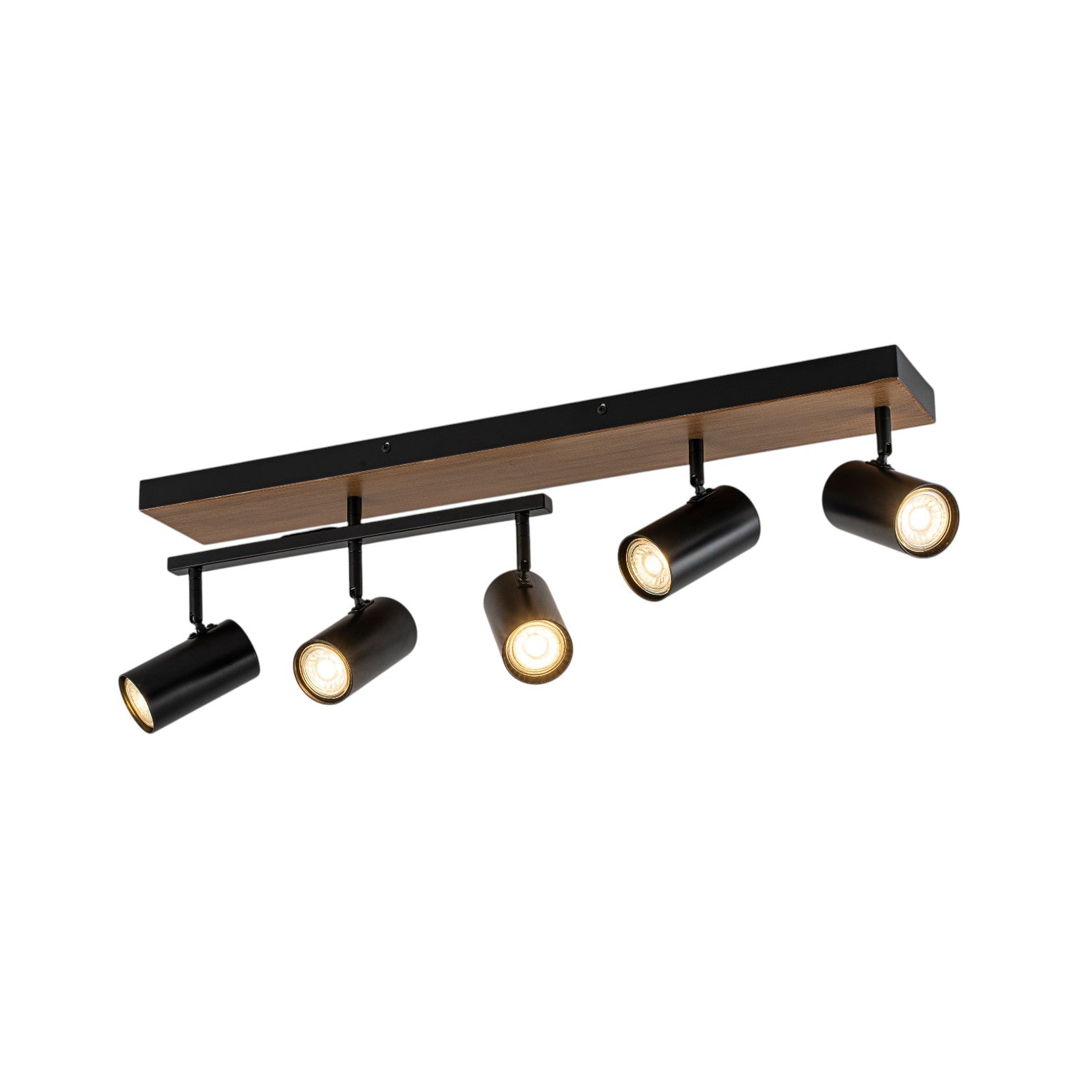 Glowlings 5-Light Modern Farmhouse 32"High Wood Grain Spotlight Track Lighting Kit Directional Flush Mount
