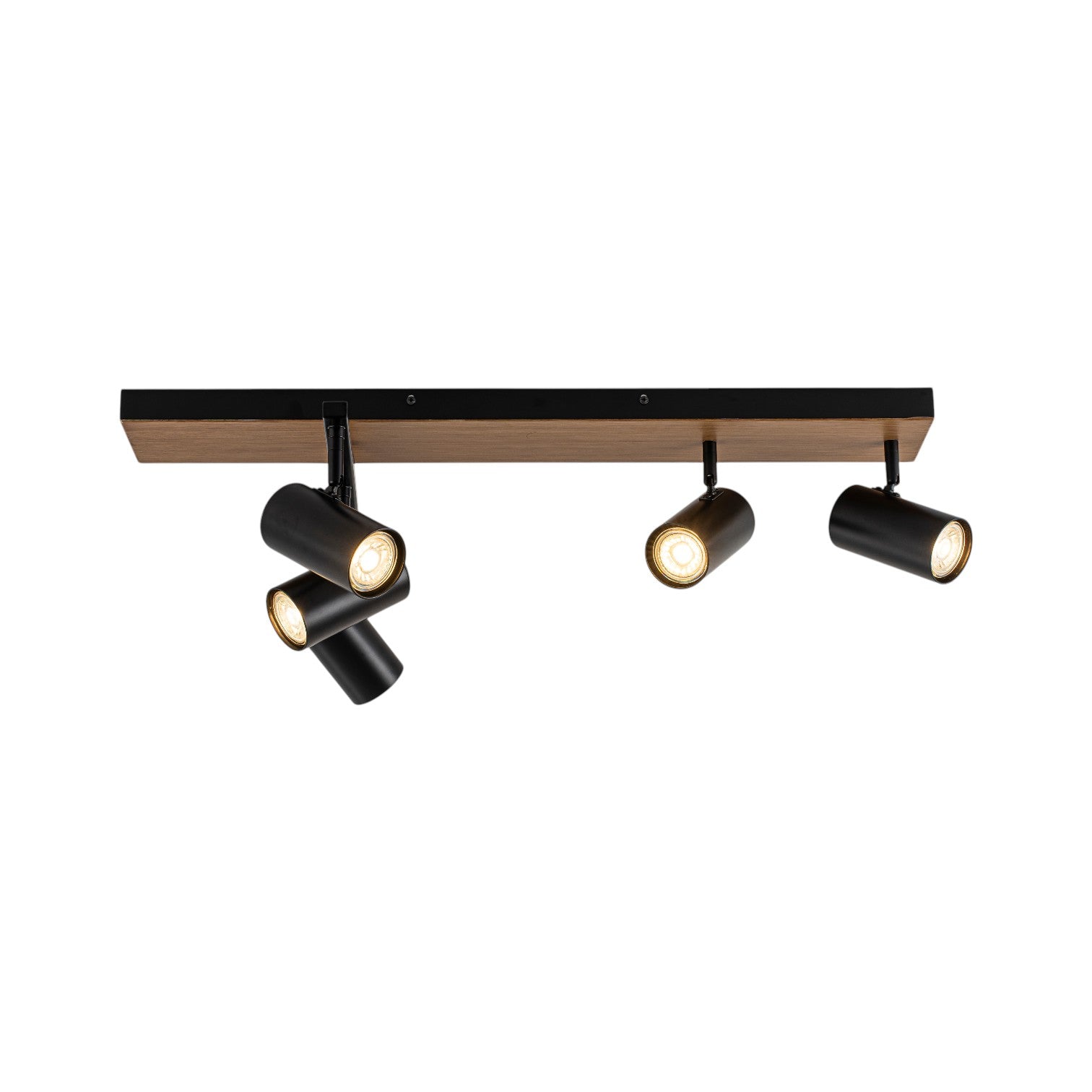Glowlings 5-Light Modern Farmhouse 32"High Wood Grain Spotlight Track Lighting Kit Directional Flush Mount