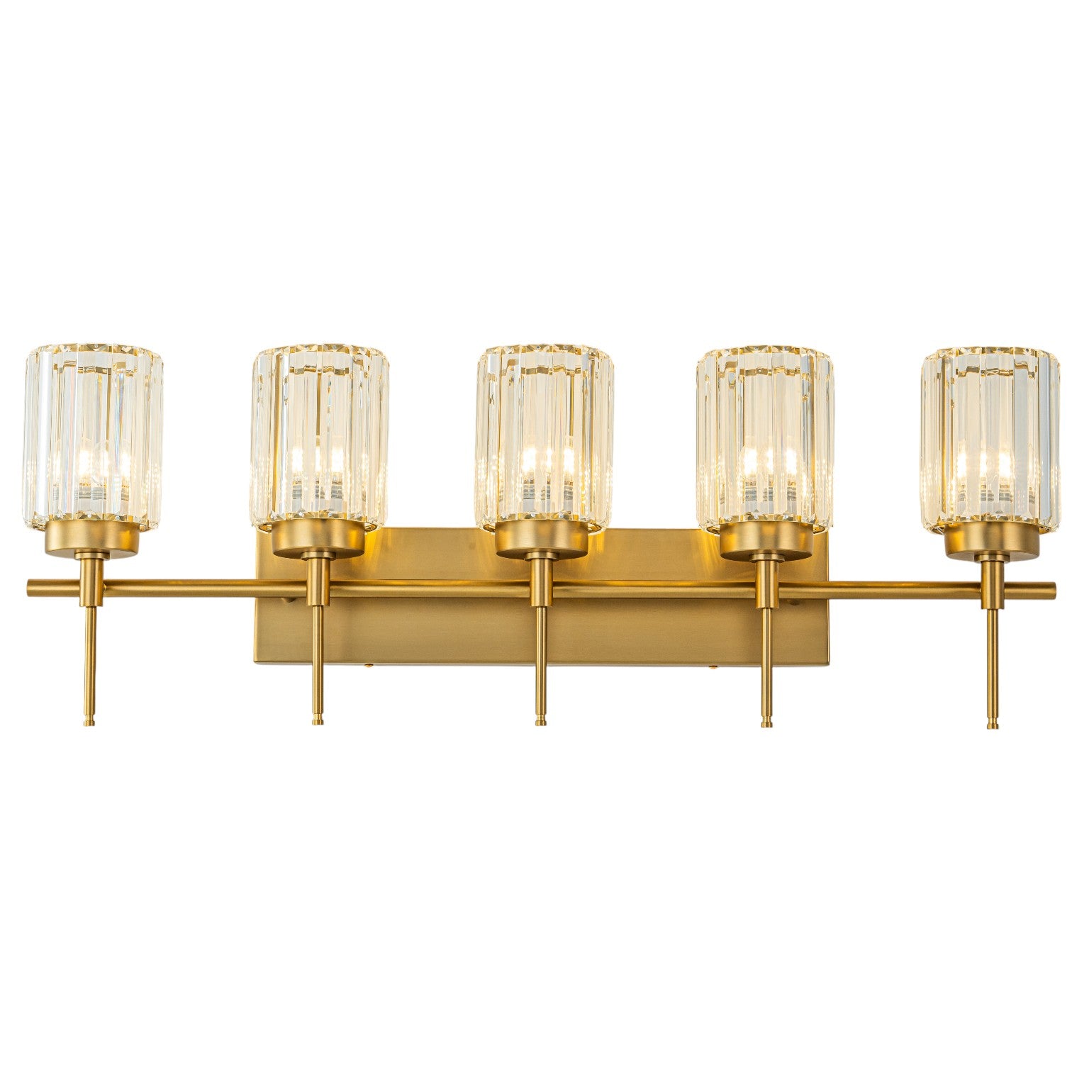 Glowlings 1/2/3/4/5-Light Modern Black/Gold Dimmable Round Crystal Bathroom Vanity Light