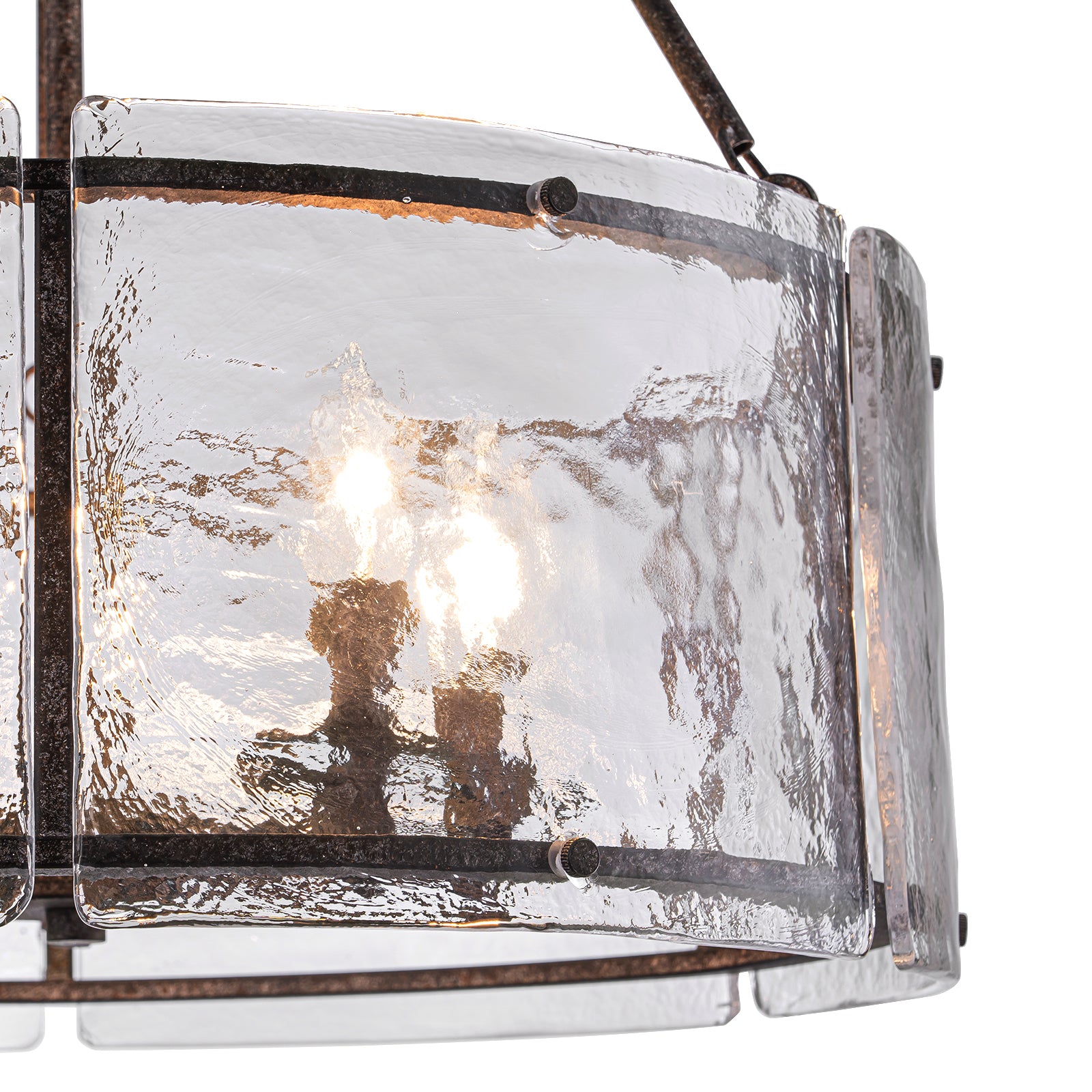 Glowlings 5-Light Modern 21"Wide Lantern Drum Textured Water Ripple Clear Glass Chandelier