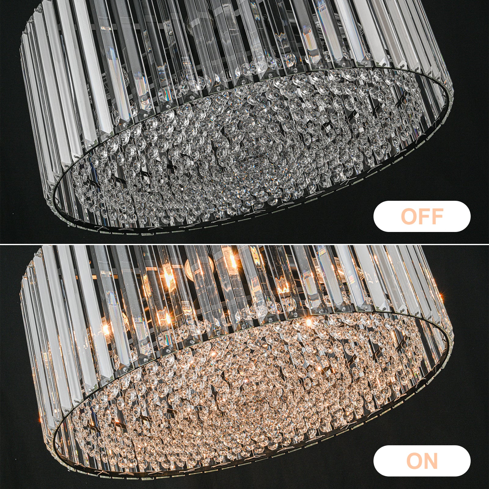 Glowlings 5-Light Glam 20"Wide Round Black Crystal Chandelier