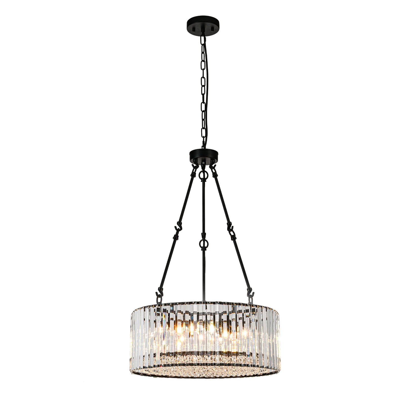 Glowlings 5-Light Glam 20"Wide Round Black Crystal Chandelier