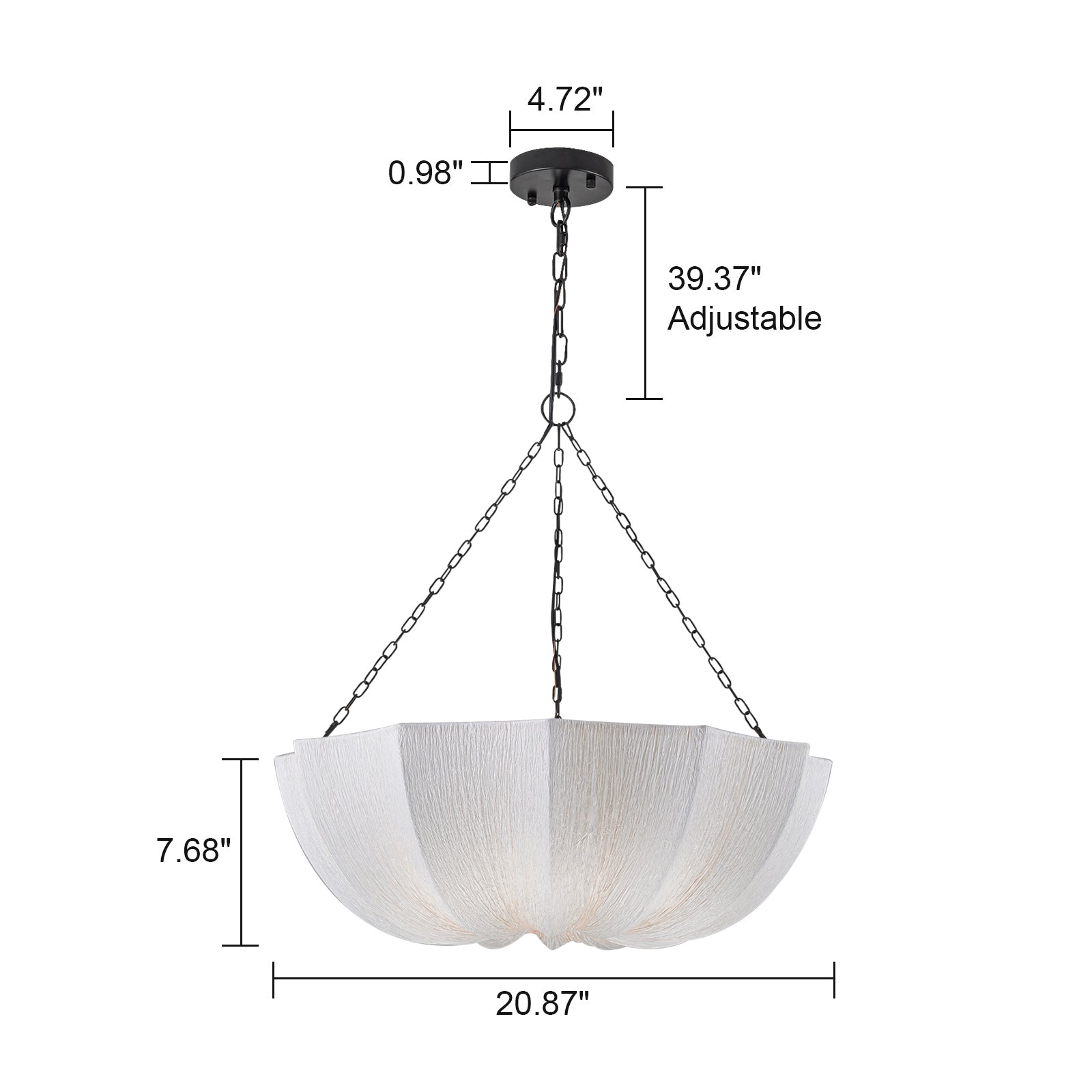 Glowlings 5-Light Modern 24"Wide Textured White Fabric Flower Shape Chandelier