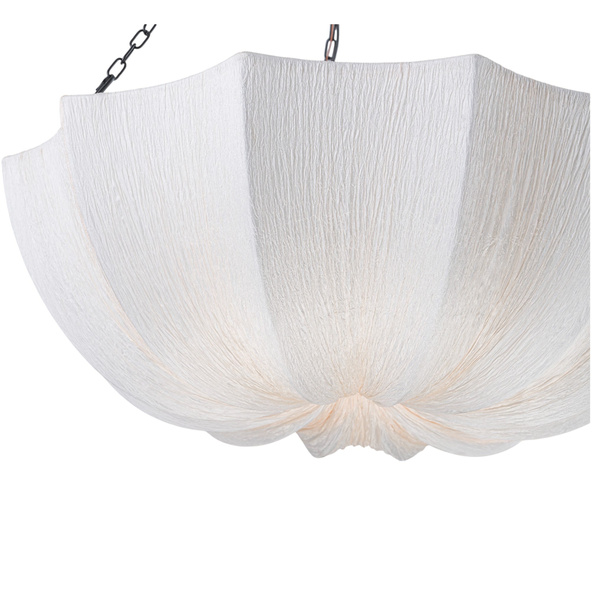 Glowlings 5-Light Modern 24"Wide Textured White Fabric Flower Shape Chandelier