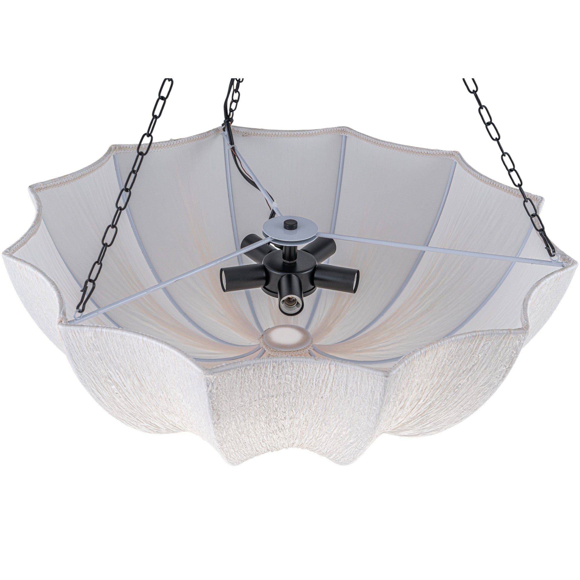 Glowlings 5-Light Modern 24"Wide Textured White Fabric Flower Shape Chandelier